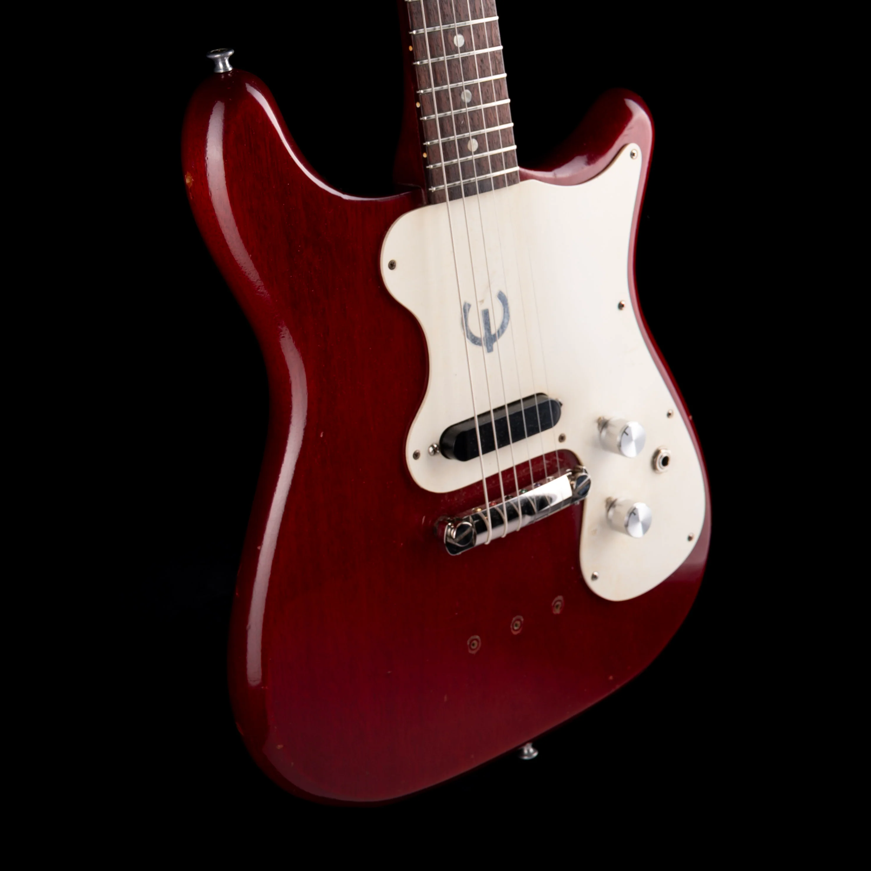 Vintage 1965 Epiphone Olympic Cherry Single Pickup Electric Guitar With Original Case - Image 6