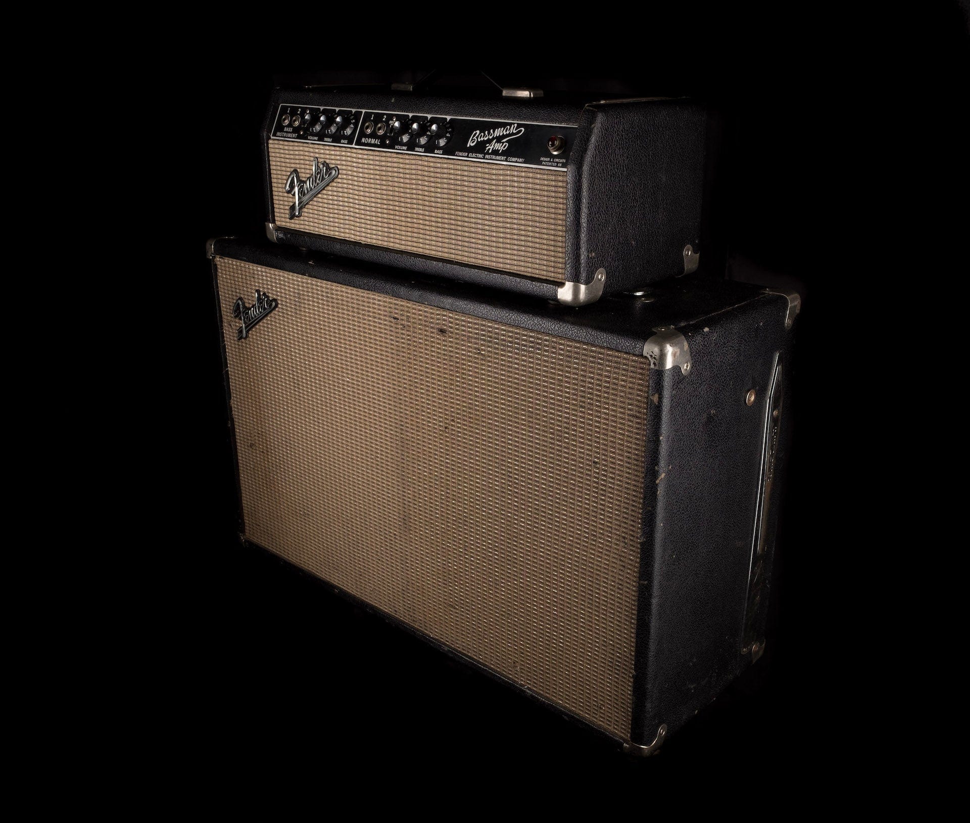 Pre Owned 1965 Fender Bassman Head and Matching 2x12 Cab - Image 6