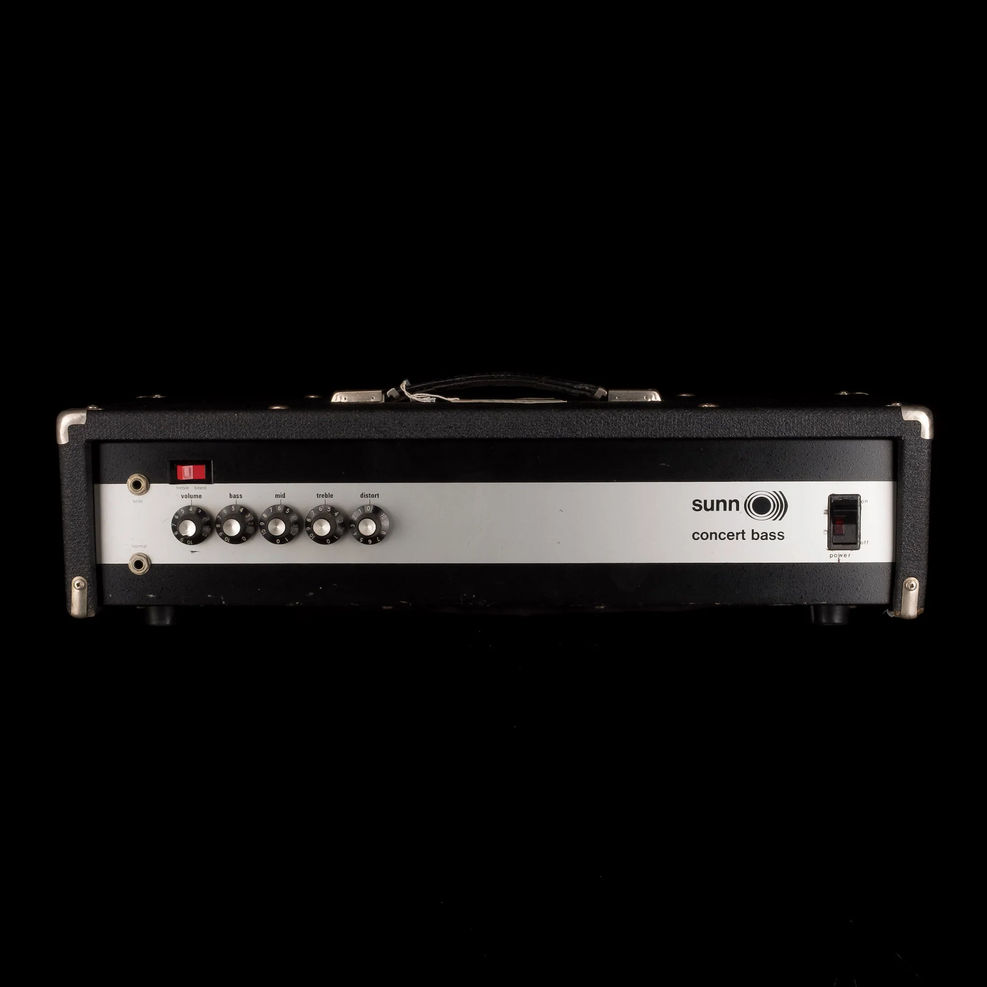 Pre Owned 1970's Sunn Concert 300-Watt  4-Ohm Black Bass Amp Head With Cover