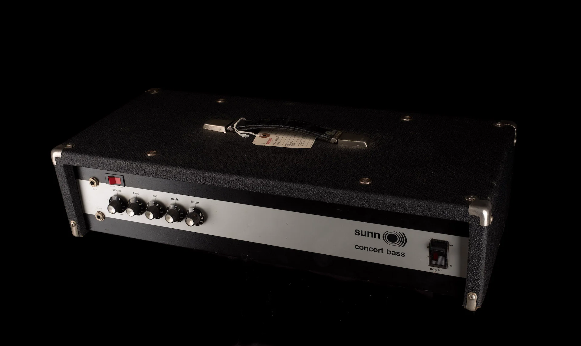 Pre Owned 1970's Sunn Concert 300-Watt  4-Ohm Black Bass Amp Head With Cover - Image 3