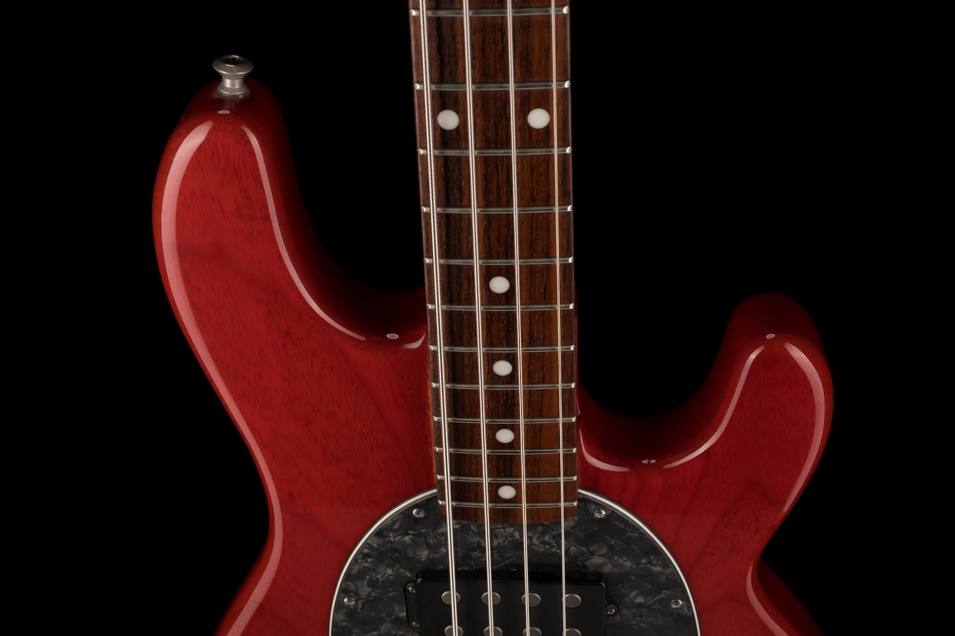 Pre Owned 2007 Ernie Ball Music Man StingRay HH Bass Translucent Red With OHSC - Image 3