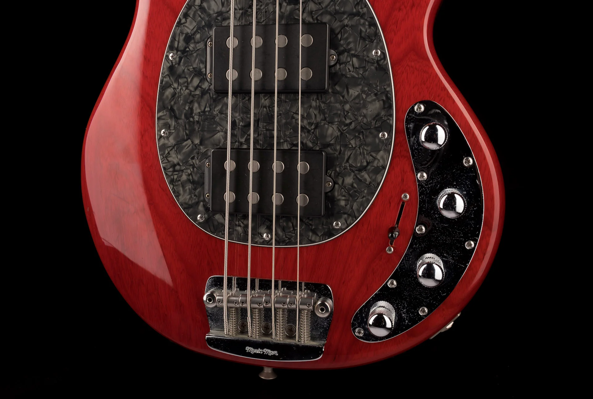Pre Owned 2007 Ernie Ball Music Man StingRay HH Bass Translucent Red With OHSC - Image 5