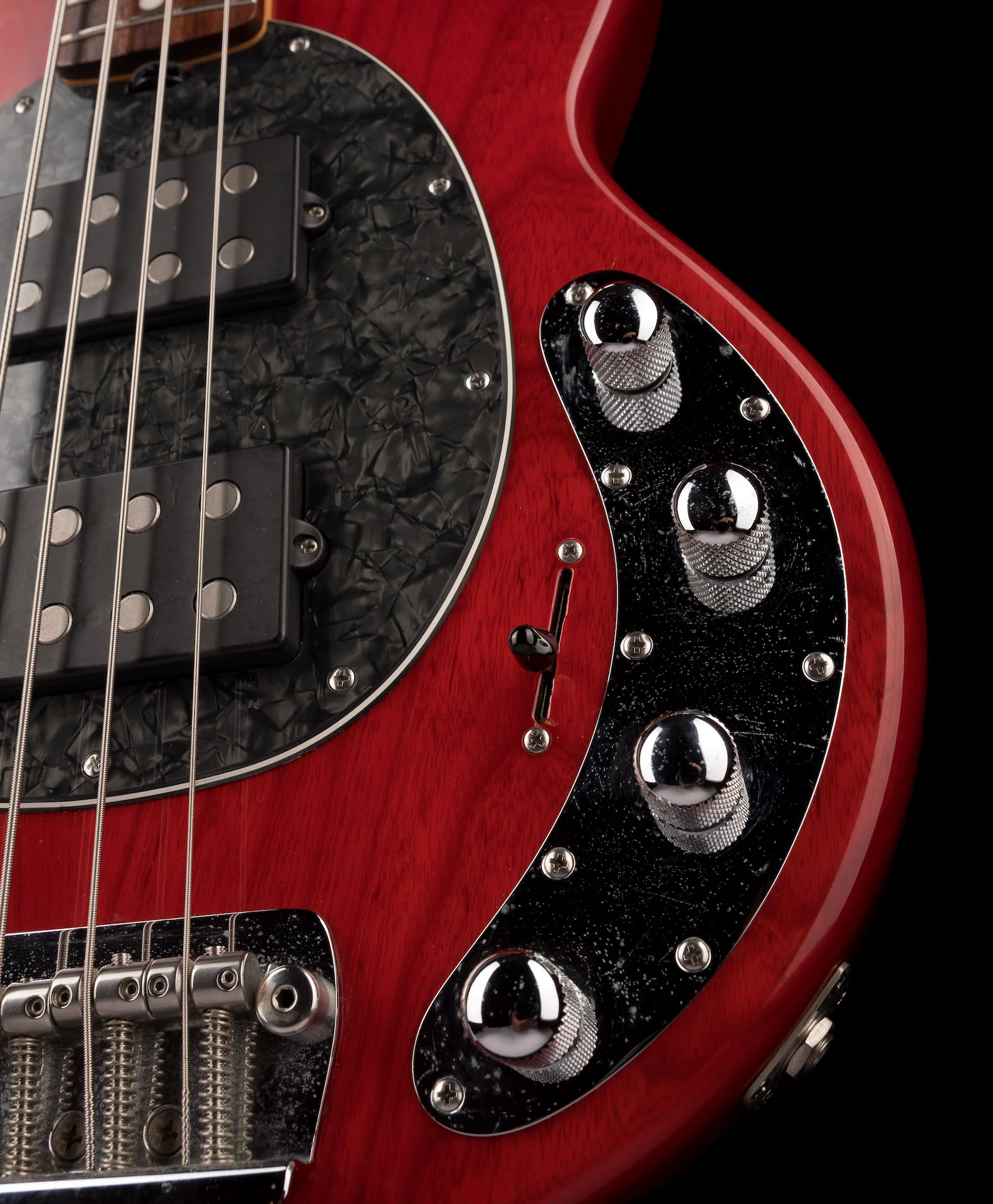 Pre Owned 2007 Ernie Ball Music Man StingRay HH Bass Translucent Red With OHSC - Image 8