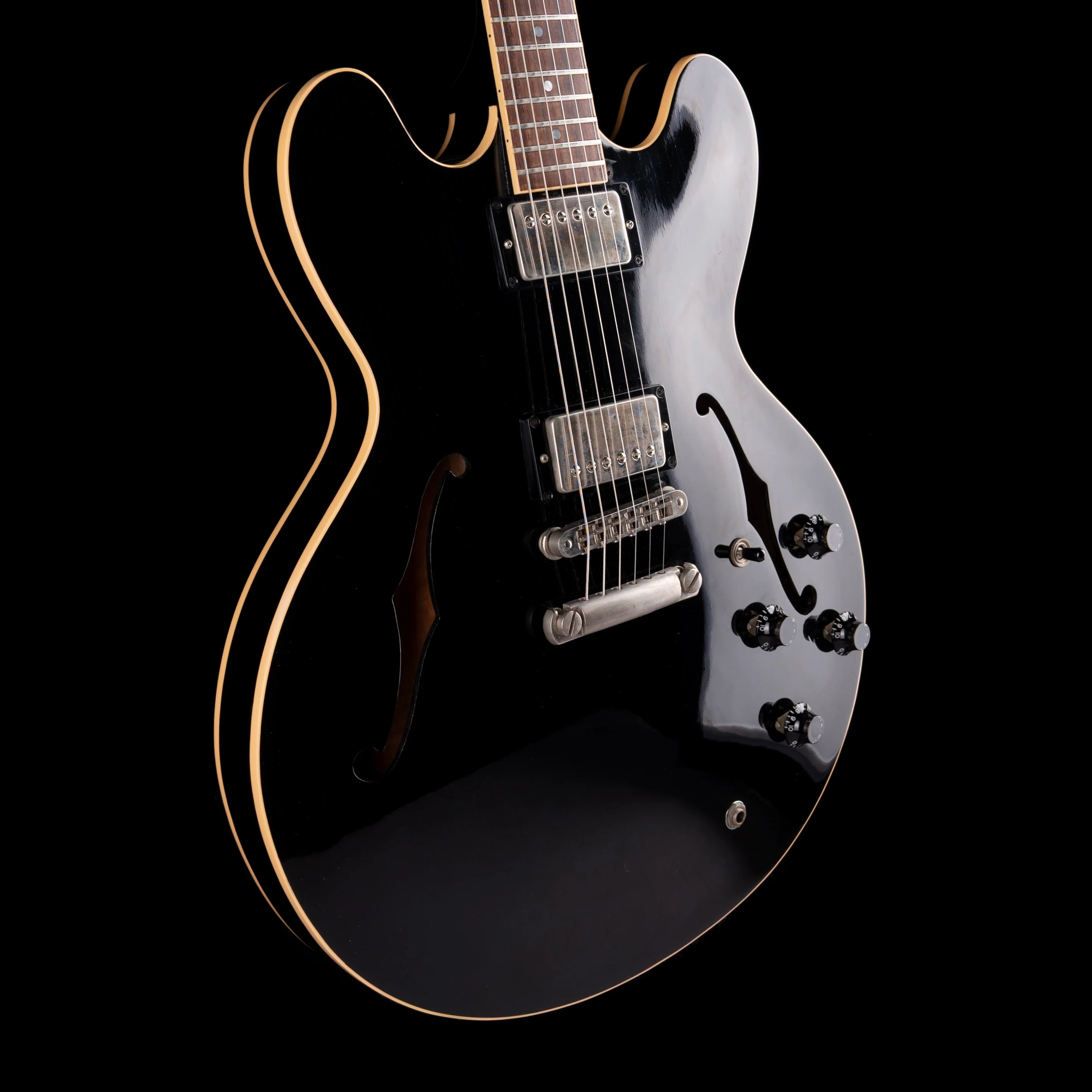 Pre Owned 1985 Gibson ES-335 Dot Ebony Electric Guitar With OHSC - Image 6
