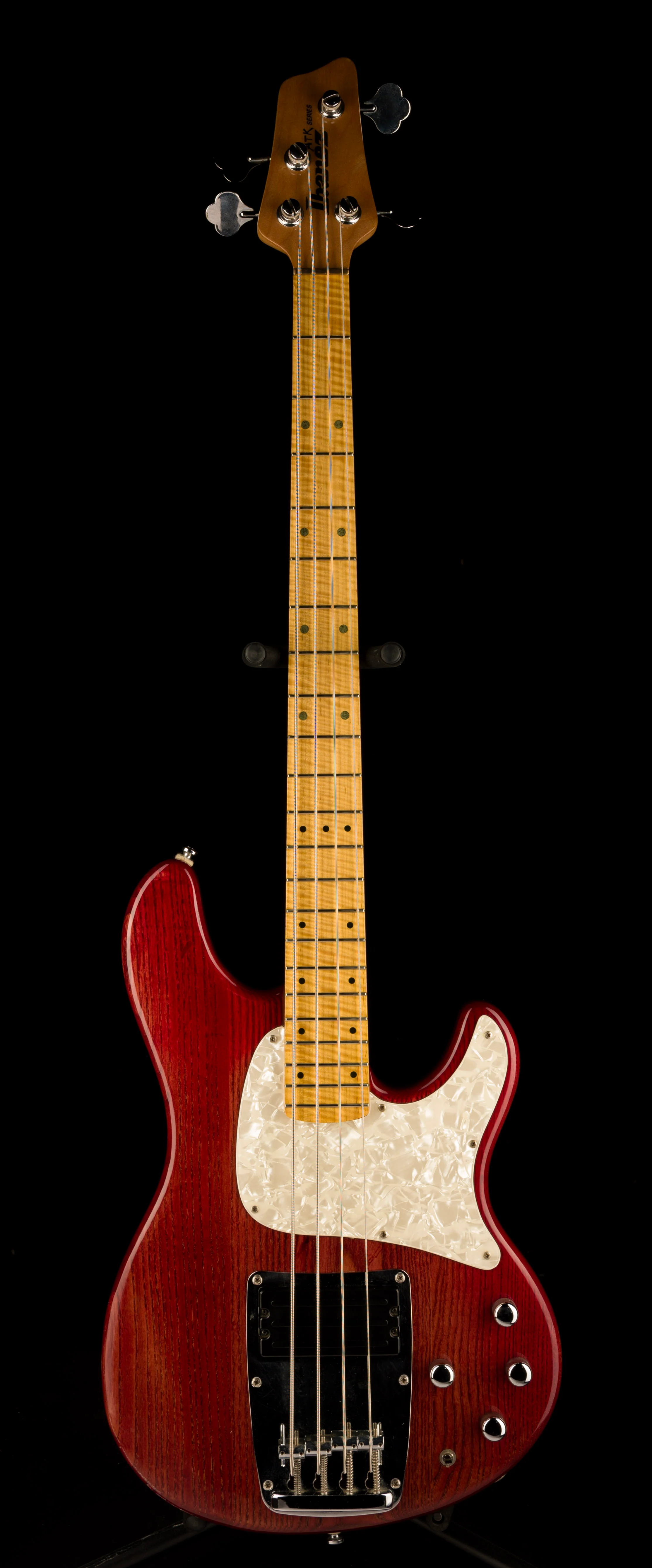 Pre Owned 1990s Ibanez Custom ATK Maple Neck Red Bass With Gig Bag - Image 2