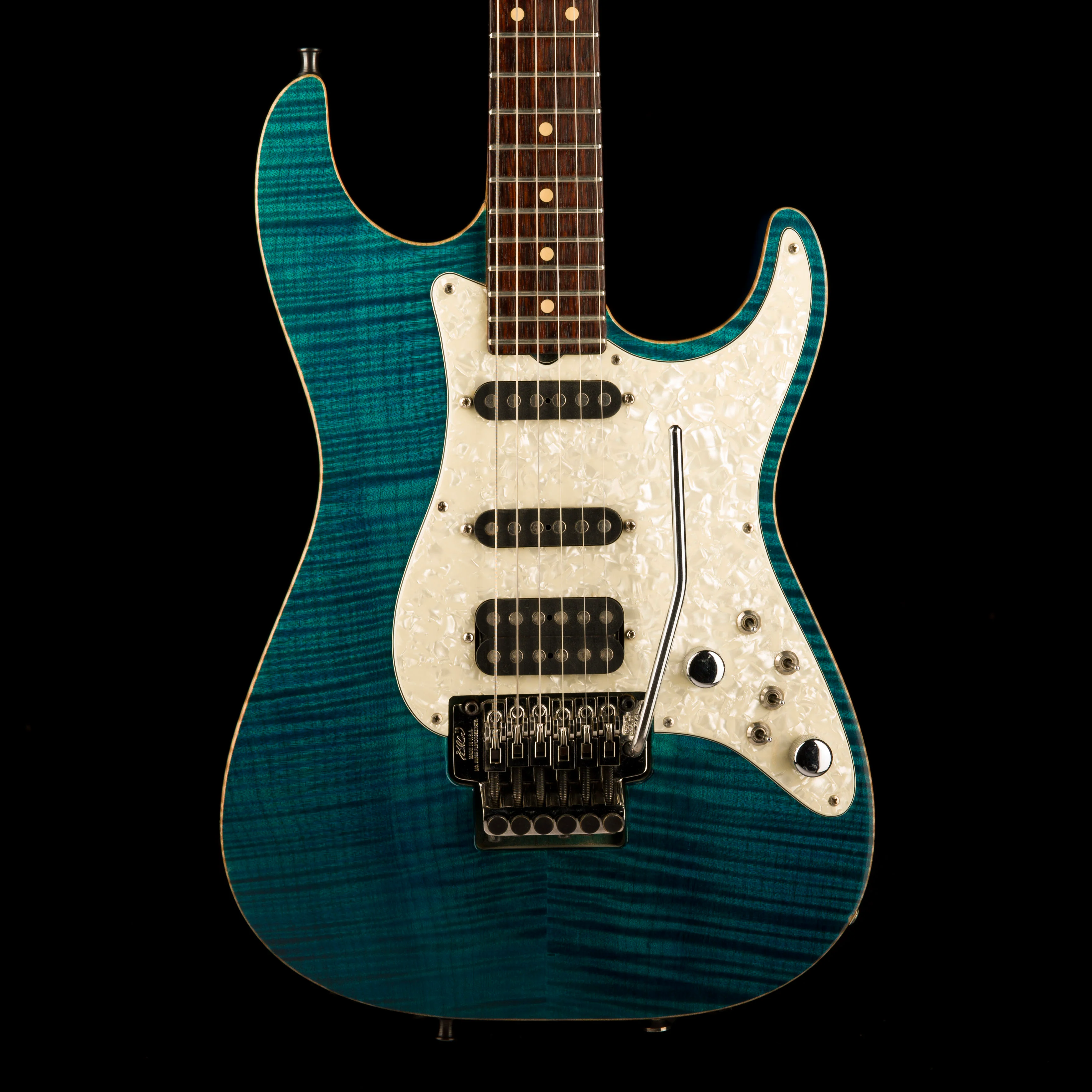 Pre Owned 1991 Tom Anderson Drop Top HSS Flametop Translucent Blue With Case