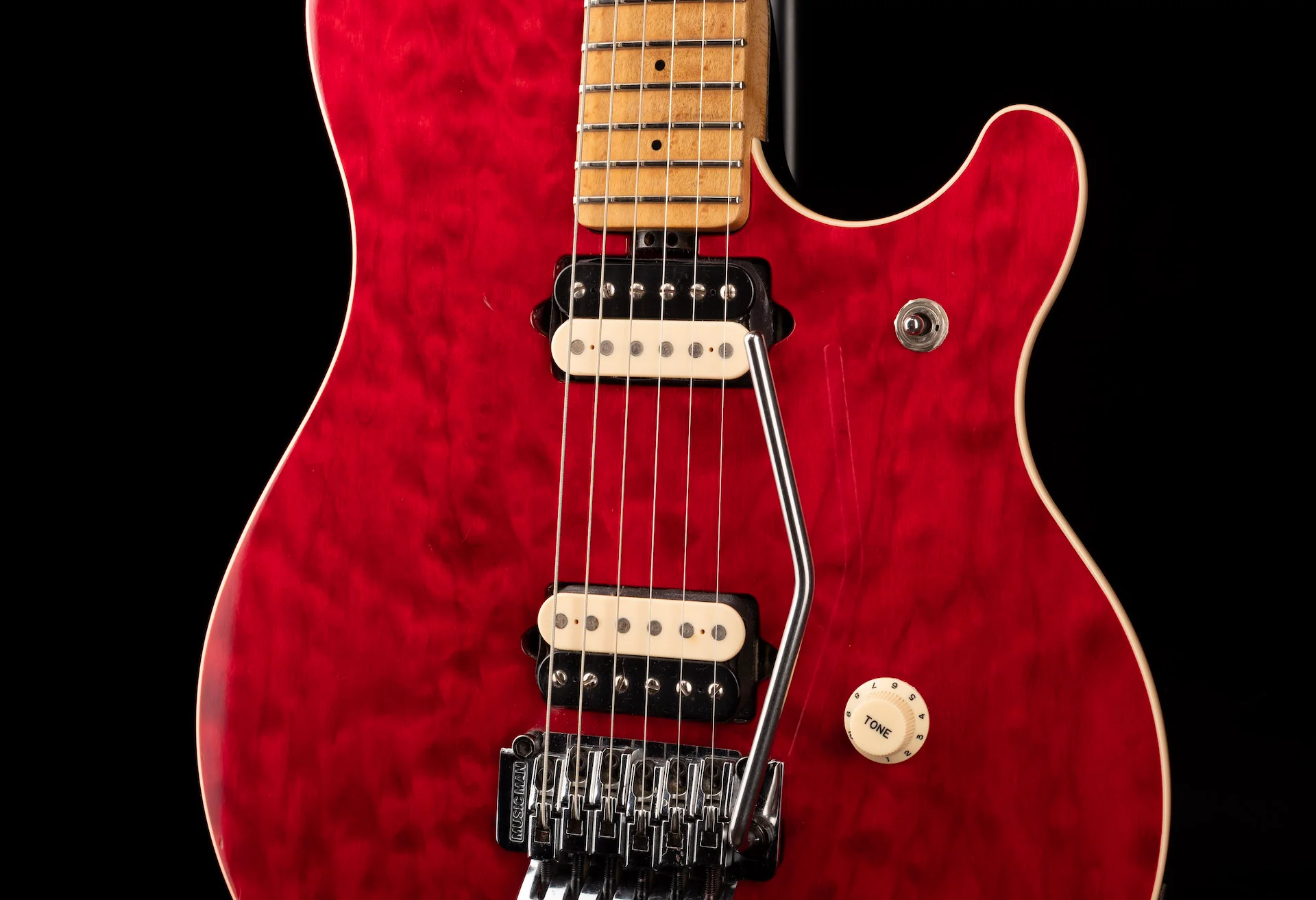 Pre Owned 1995 MusicMan Eddie Van Halen EVH Model Guitar Rare Trans Red With HSC - Image 8