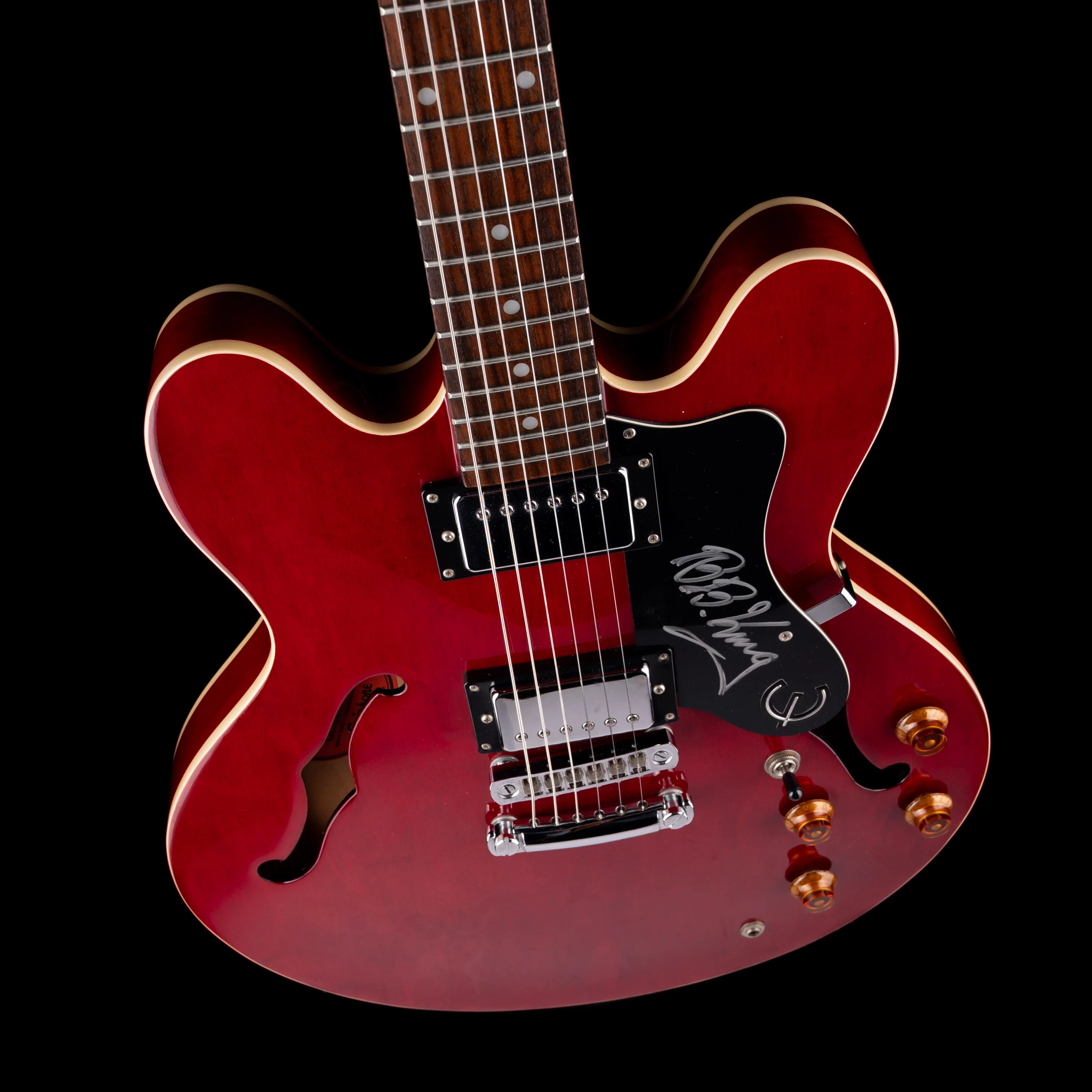 Pre Owned 1998 Epiphone ES-335 Dot Cherry Electric Guitar Signed By B.B. King With HSC - Image 3