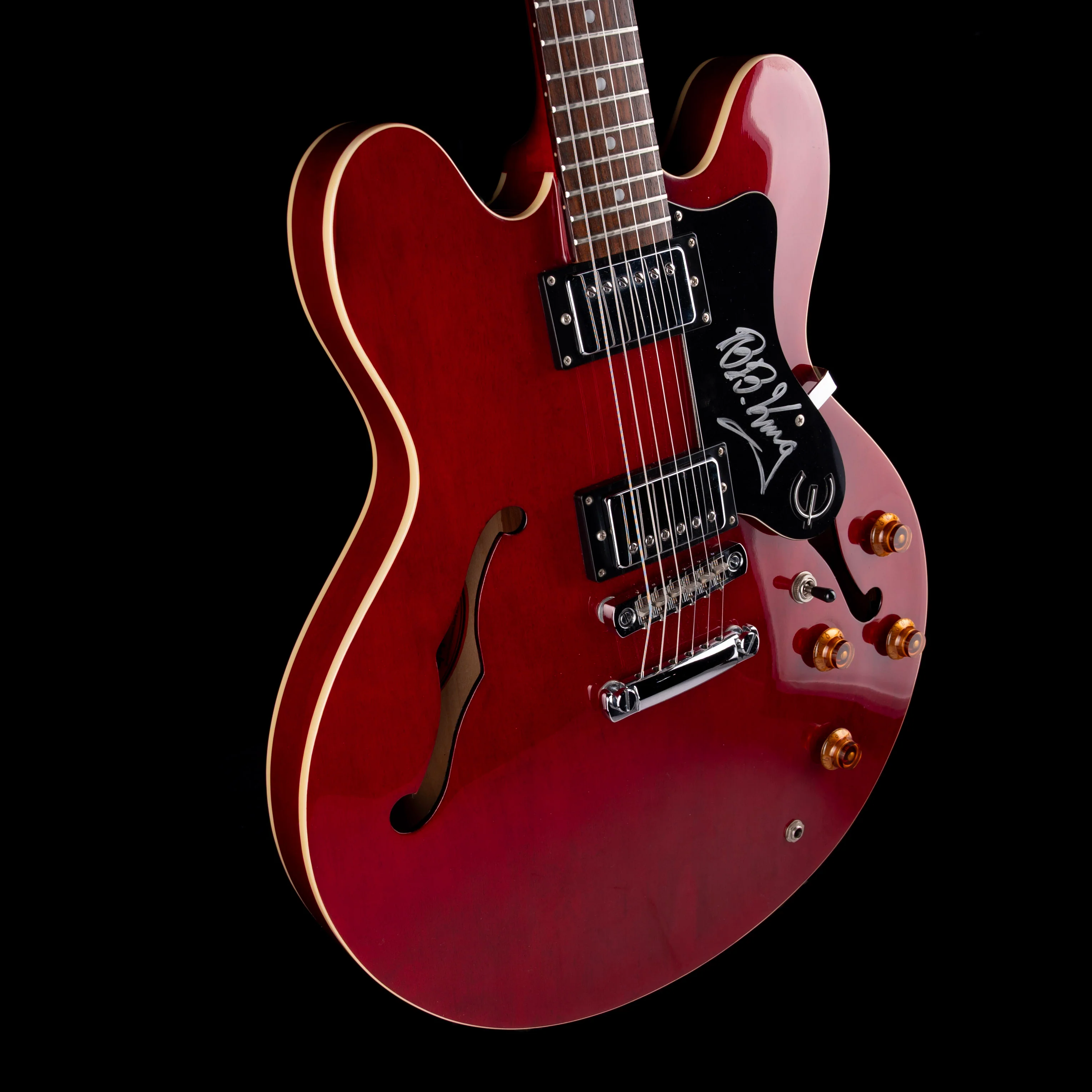 Pre Owned 1998 Epiphone ES-335 Dot Cherry Electric Guitar Signed By B.B. King With HSC - Image 6