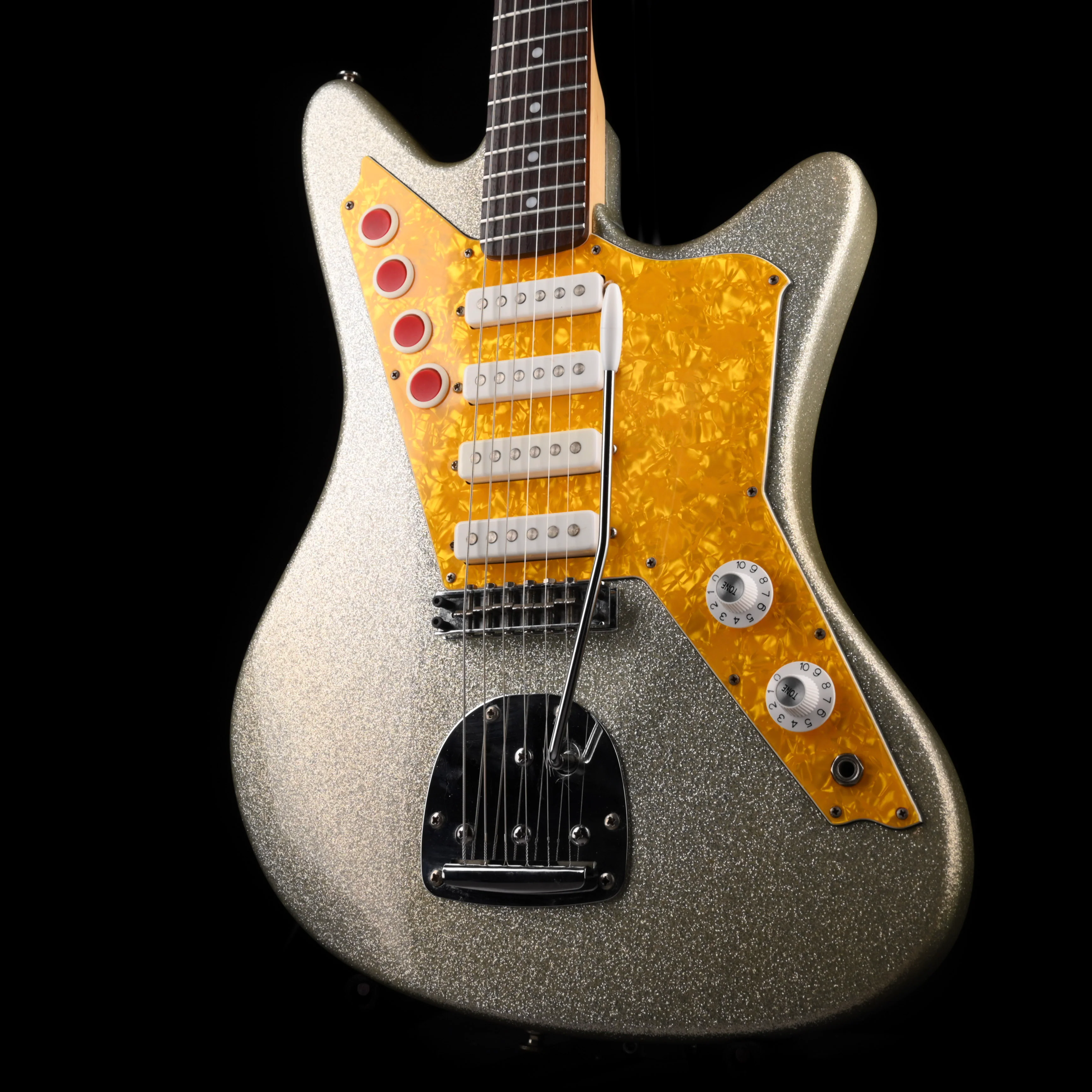 Pre Owned 2004 DiPinto Galaxie IV Los Straitjackets Silver Sparkle (Made in Korea) with Gig Bag - Image 3