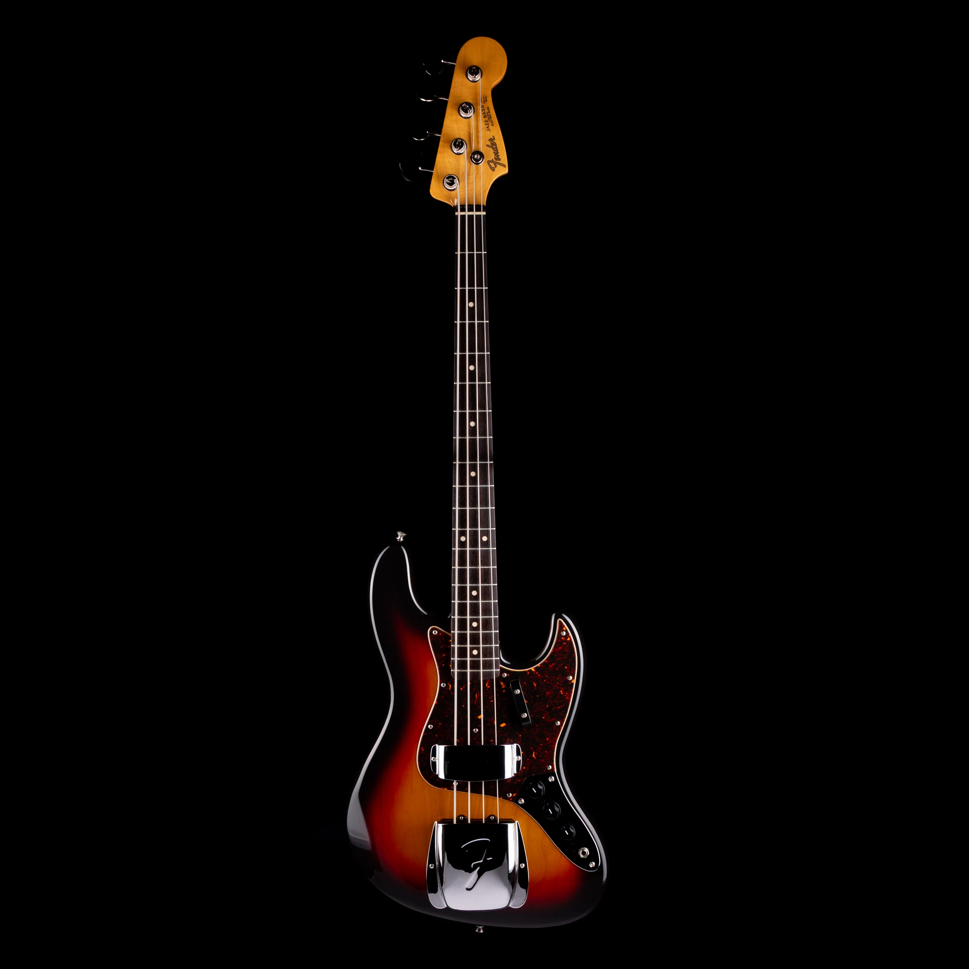 Pre Owned 2004 Fender Made in Japan 1962 Reissue Jazz Bass 3-Tone Sunburst With Case - Image 2