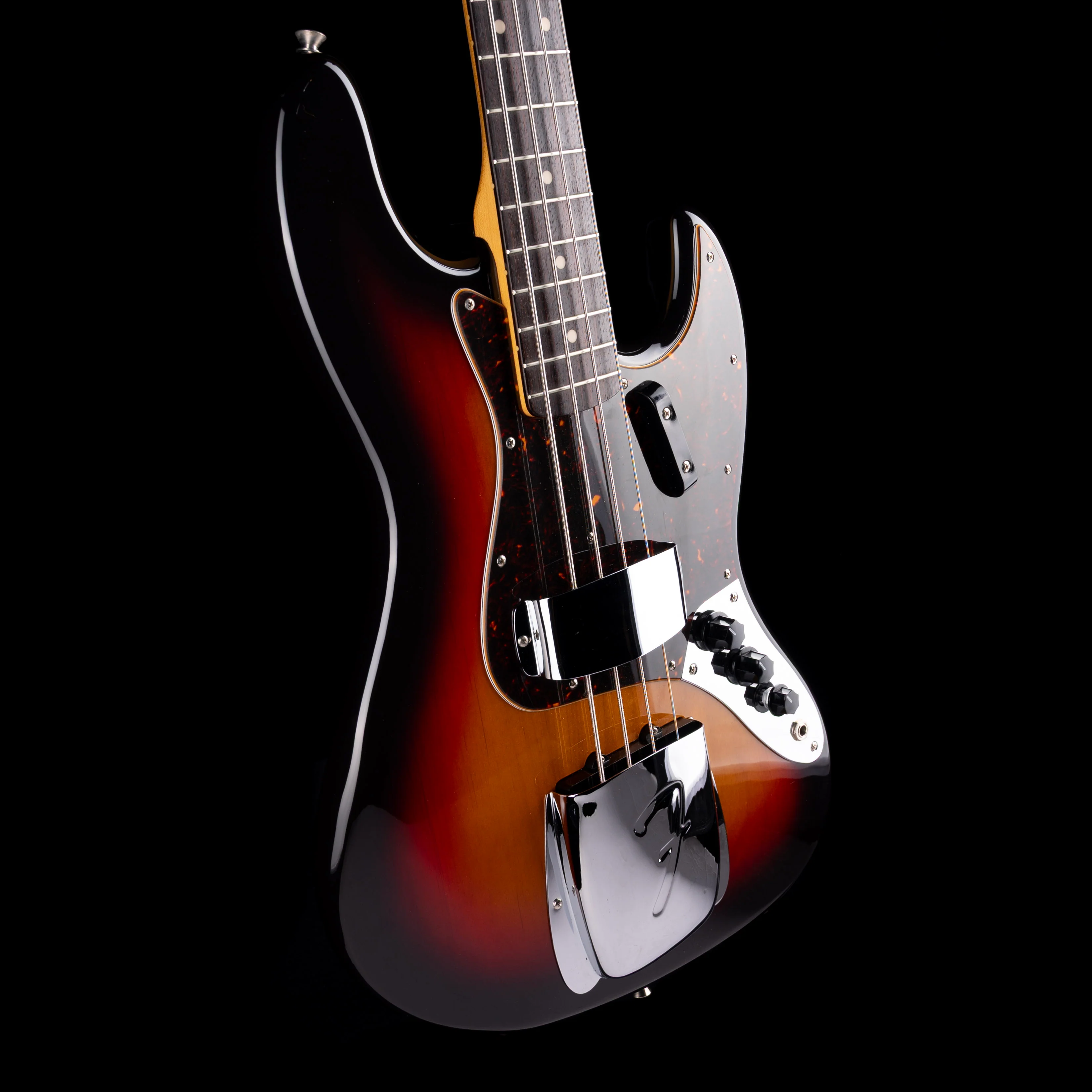 Pre Owned 2004 Fender Made in Japan 1962 Reissue Jazz Bass 3-Tone Sunburst With Case - Image 6
