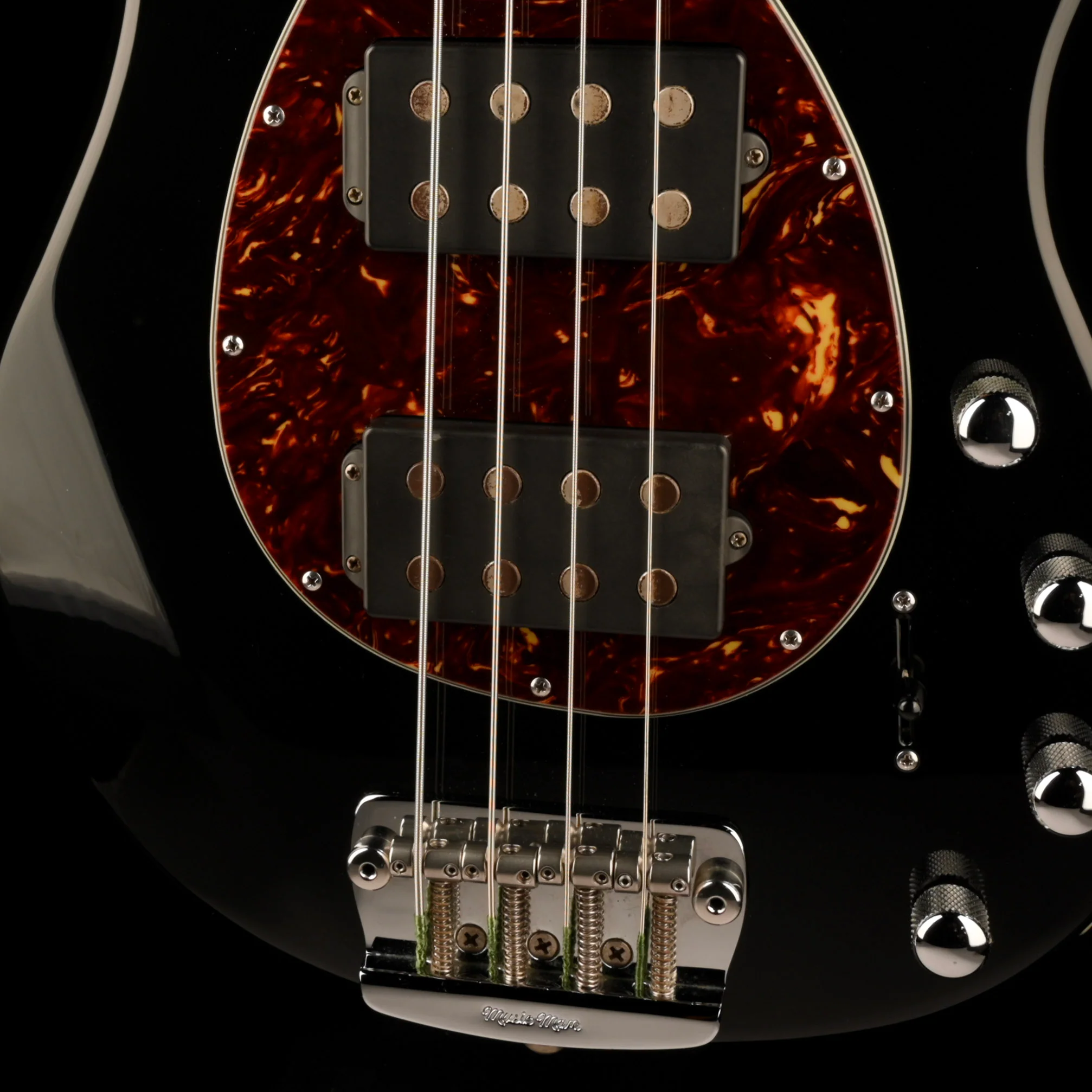 Pre Owned 2007 Ernie Ball Music Man USA Sterling 4 HH Black Bass With OHSC - Image 4