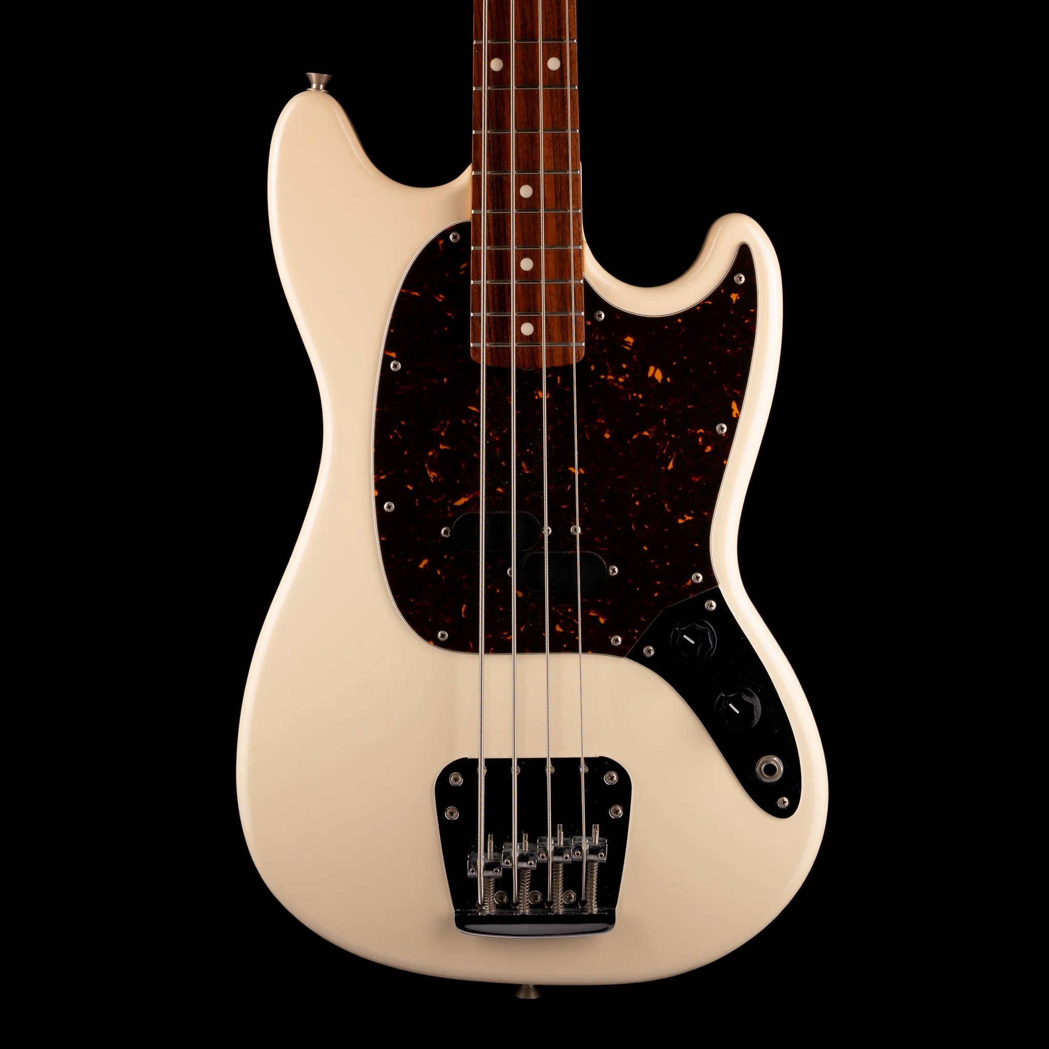 Pre Owned 2007 Fender Crafted In Japan Mustang Bass Vintage White With Gig Bag