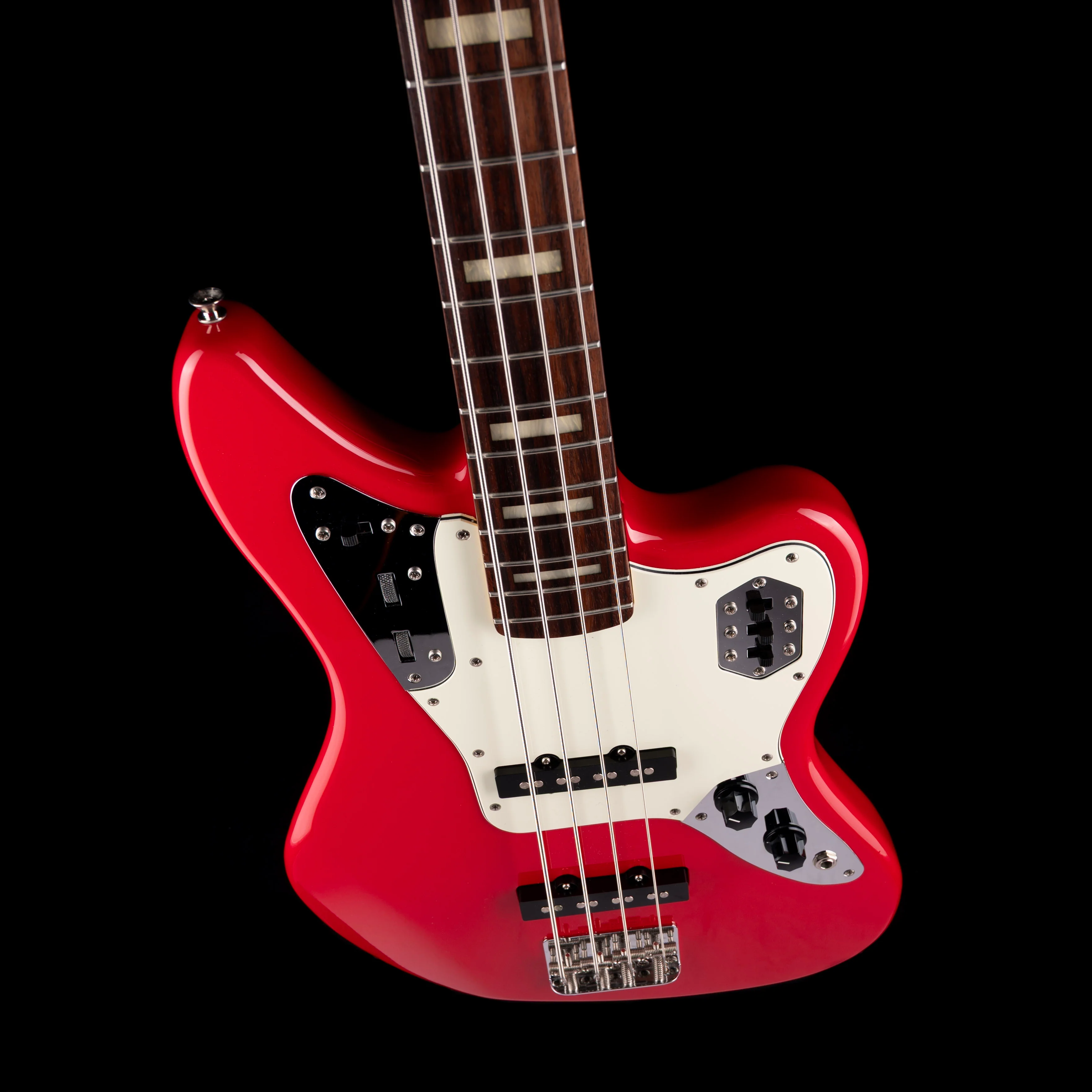 Pre Owned 2007 Fender Made in Japan Jaguar Bass Hot Rod Red With Gig Bag - Image 3