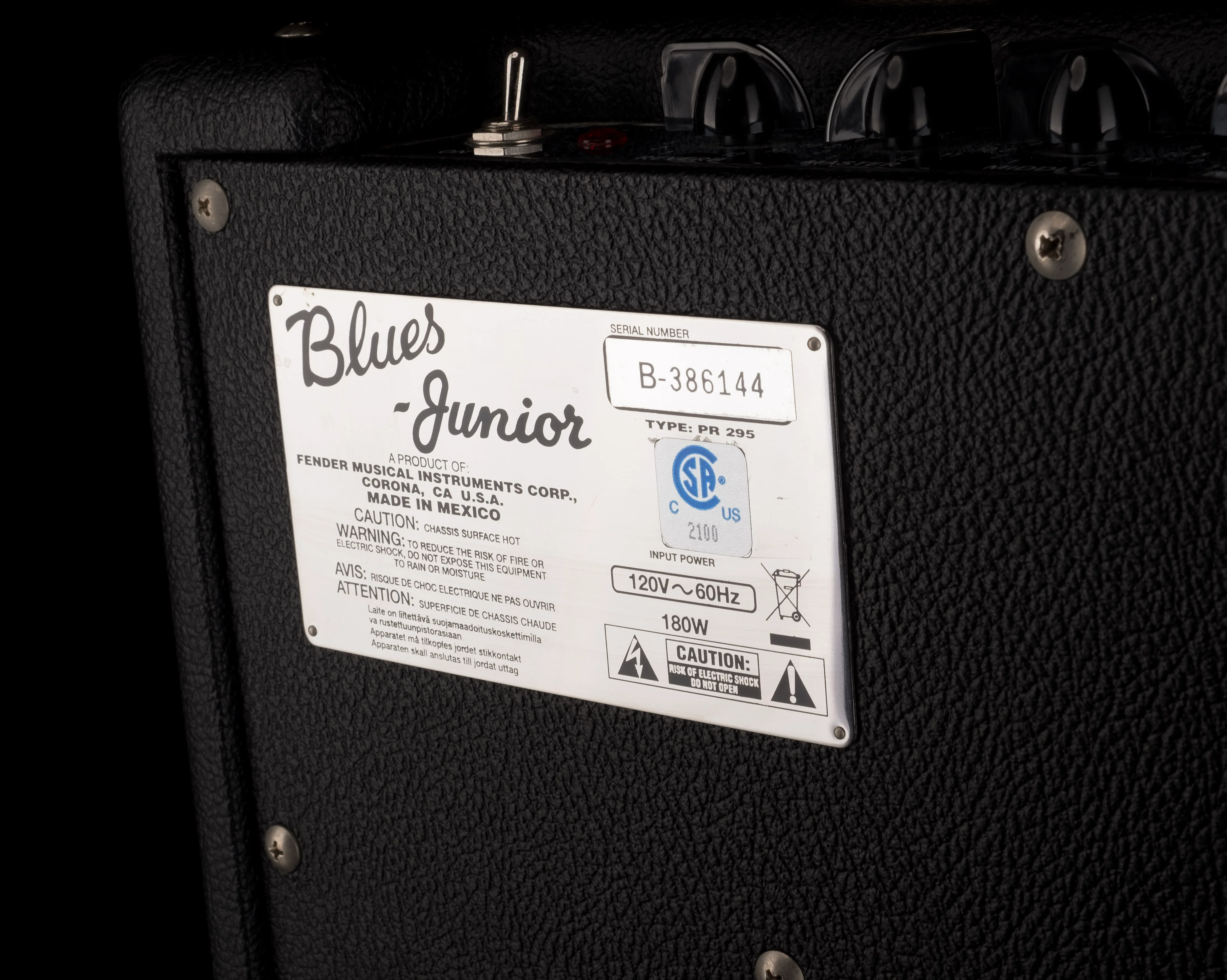 Pre Owned 2008 Fender Blues Junior Black Guitar Amp Combo - Image 7