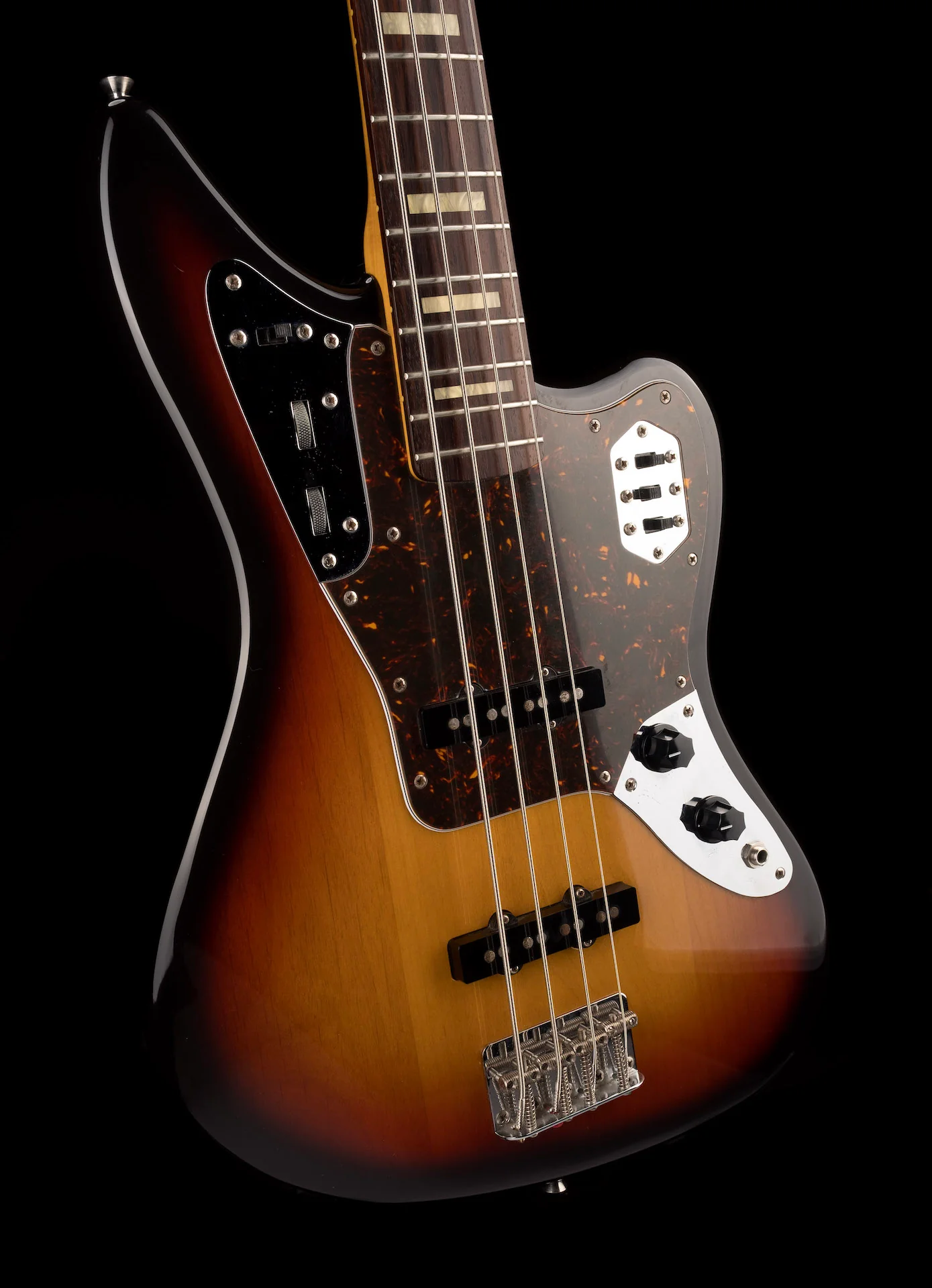 Pre Owned 2008 Fender Jaguar Bass Crafted in Japan 3-Tone Sunburst With Case - Image 10