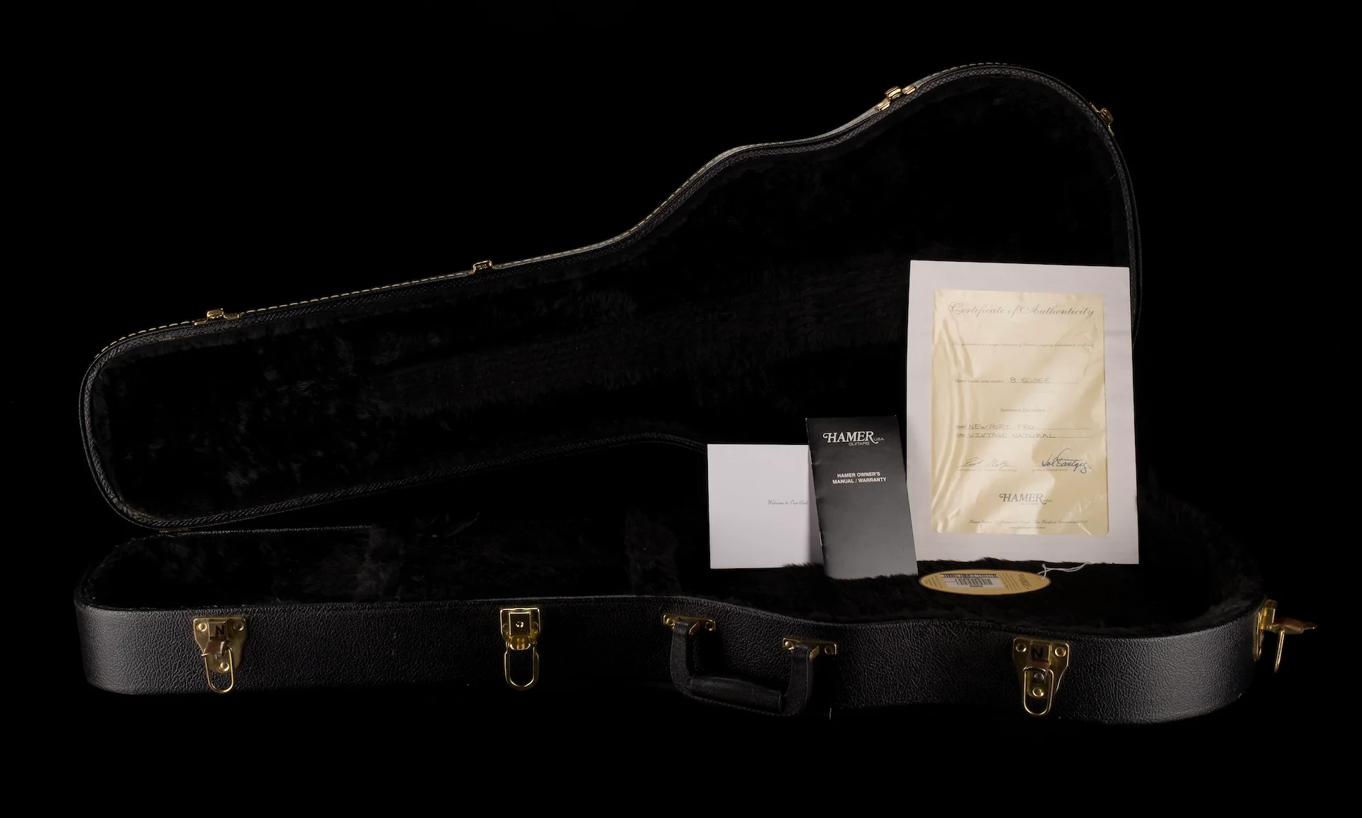 Pre Owned 2008 Hamer Newport Pro Vintage Natural Electric Guitar With OHSC - Image 20