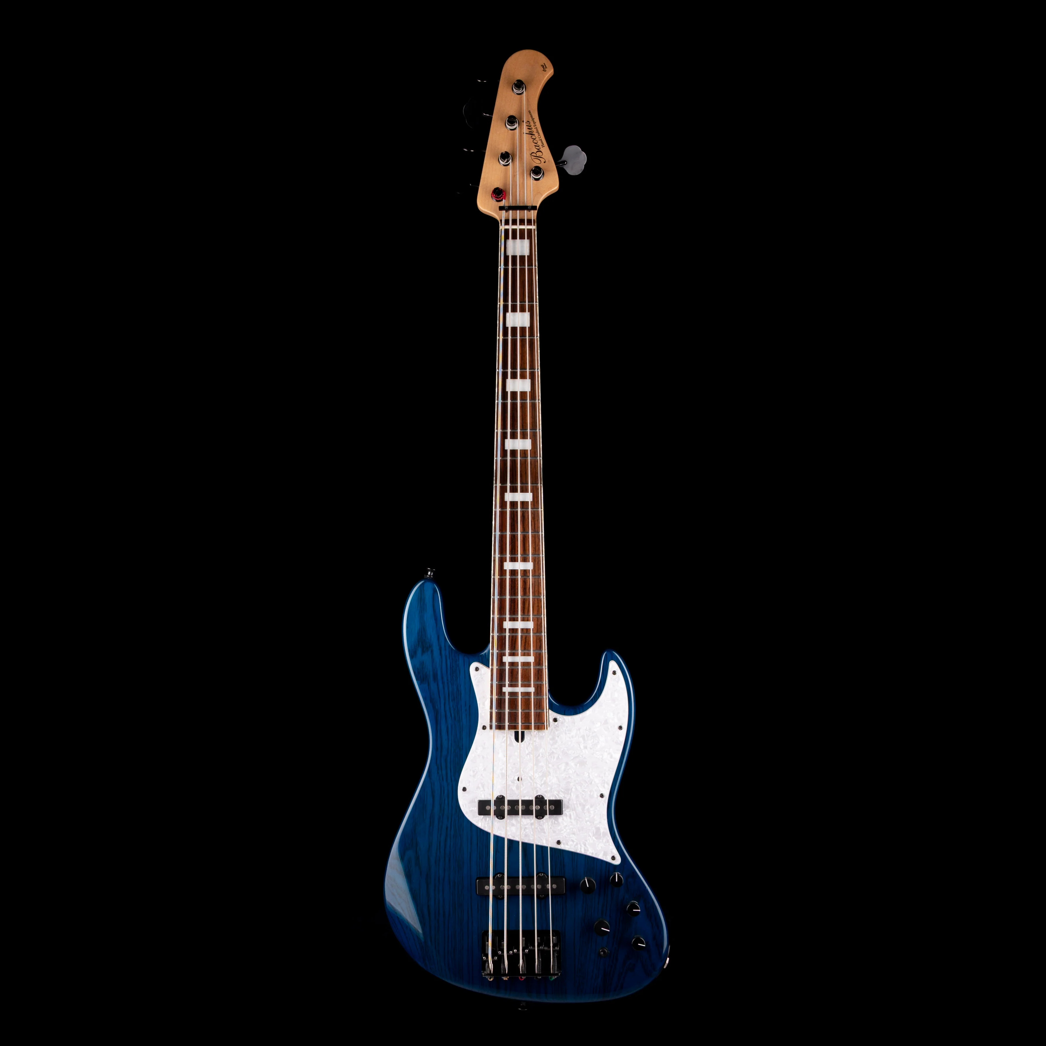 Pre Owned 2015 Bacchus Craft Standard JB5 5-String Bass Trans Inked Blue With Gig Bag - Image 2