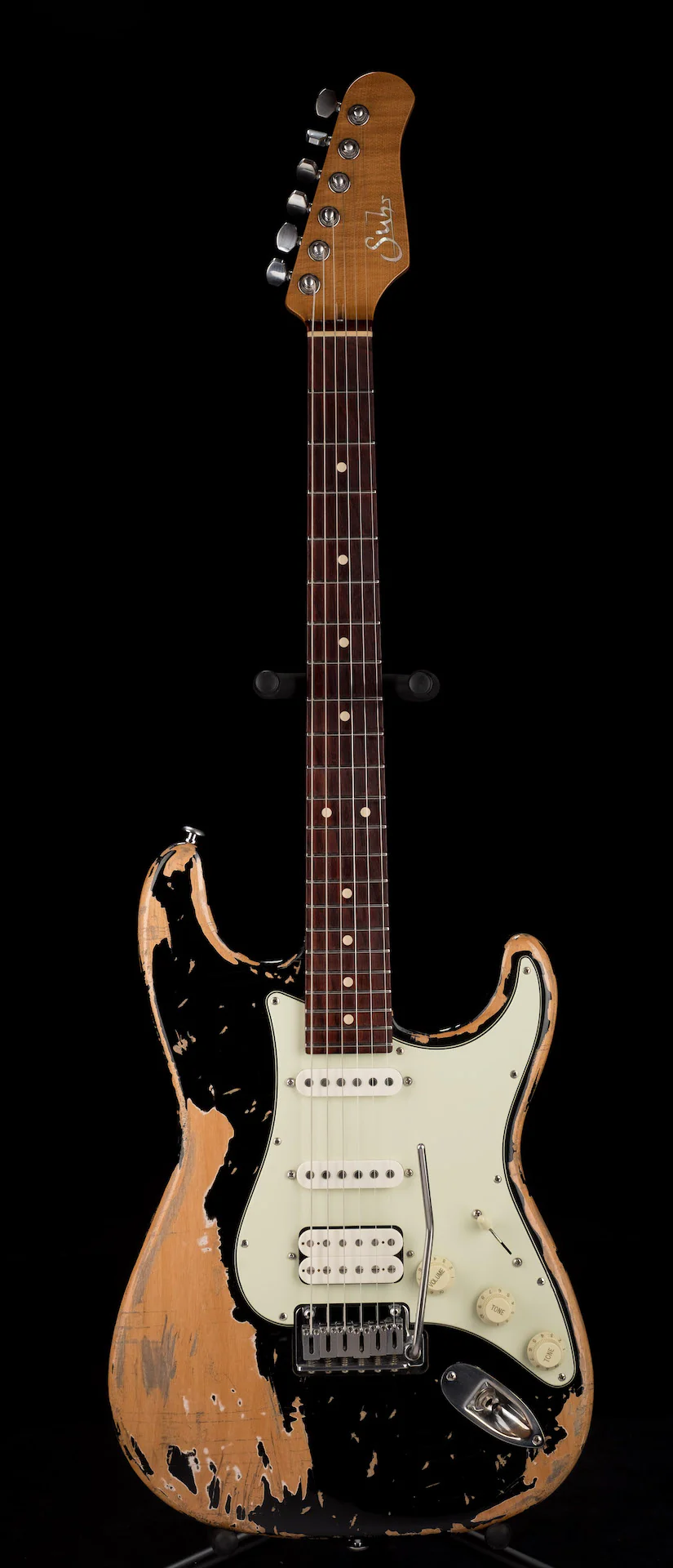 Pre Owned 2015 Suhr Classic Antique HSS Custom Black Extra Heavy Aging With Case - Image 2