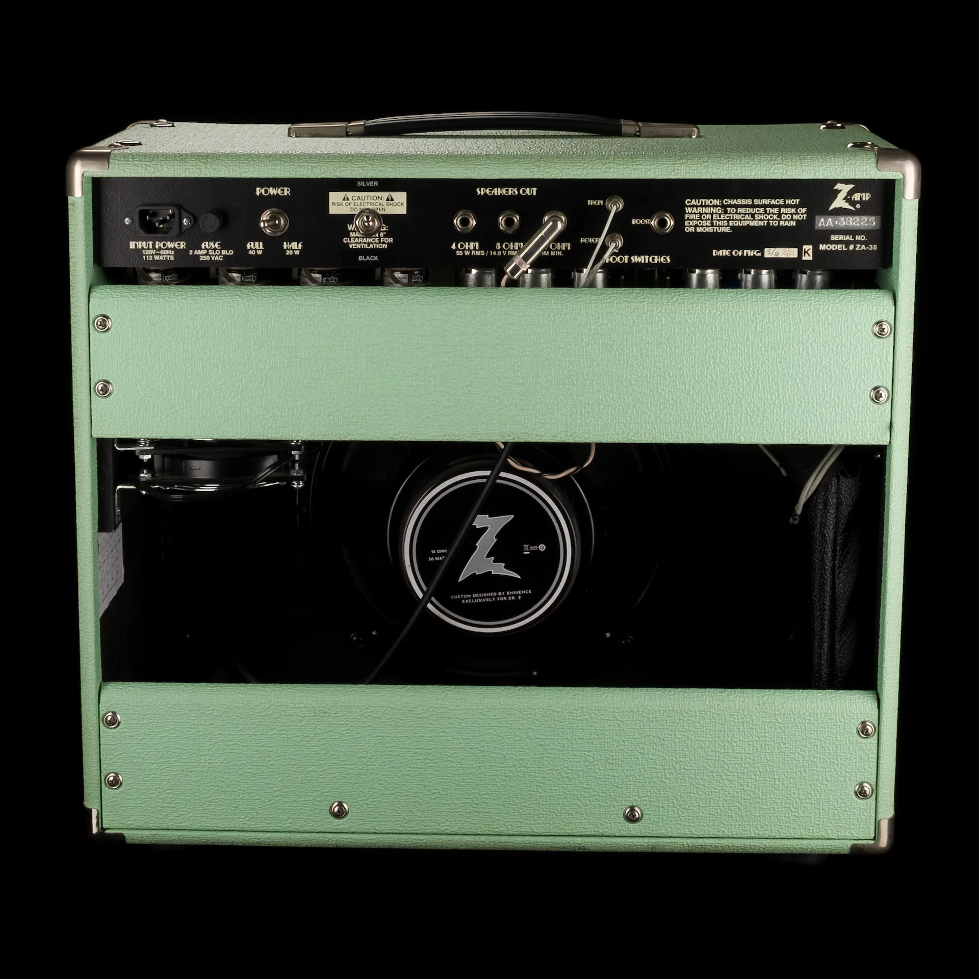 Pre Owned 2016 Dr. Z Z-Lux 1x12" Sea Foam Green Guitar Amp Combo With Footswitch And Cover - Image 9