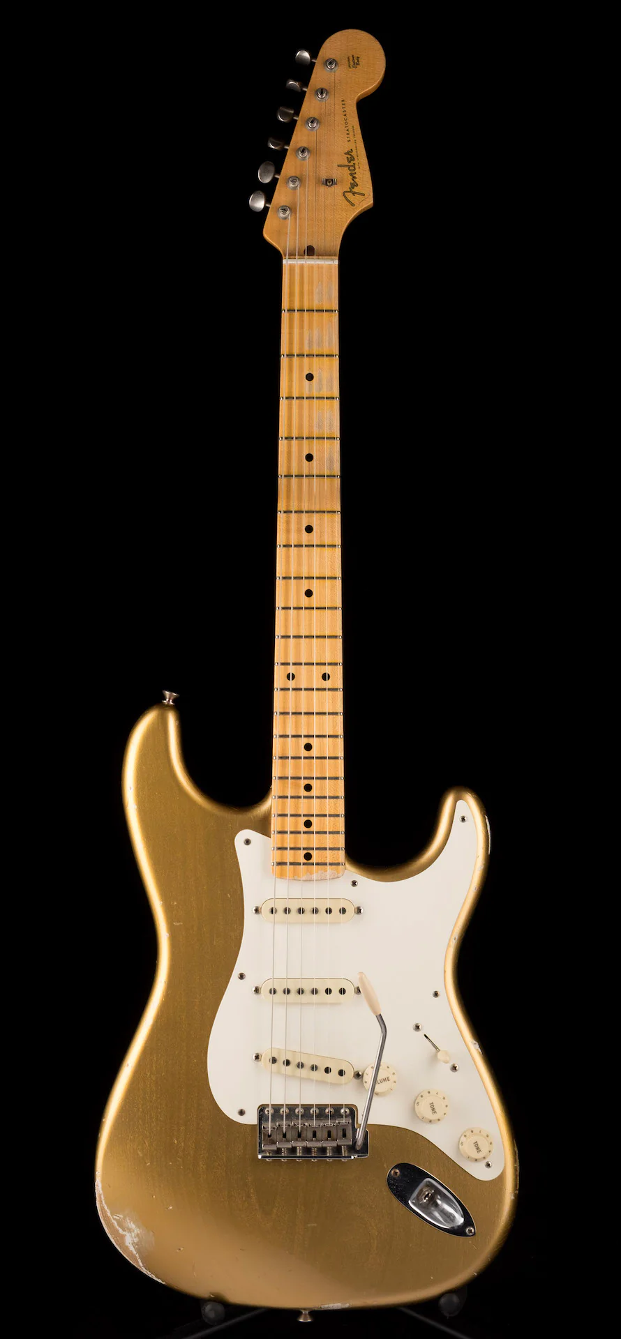 Pre Owned 2017 Fender Custom Shop 1957 Stratocaster Relic HLE Gold With OHSC - Image 2