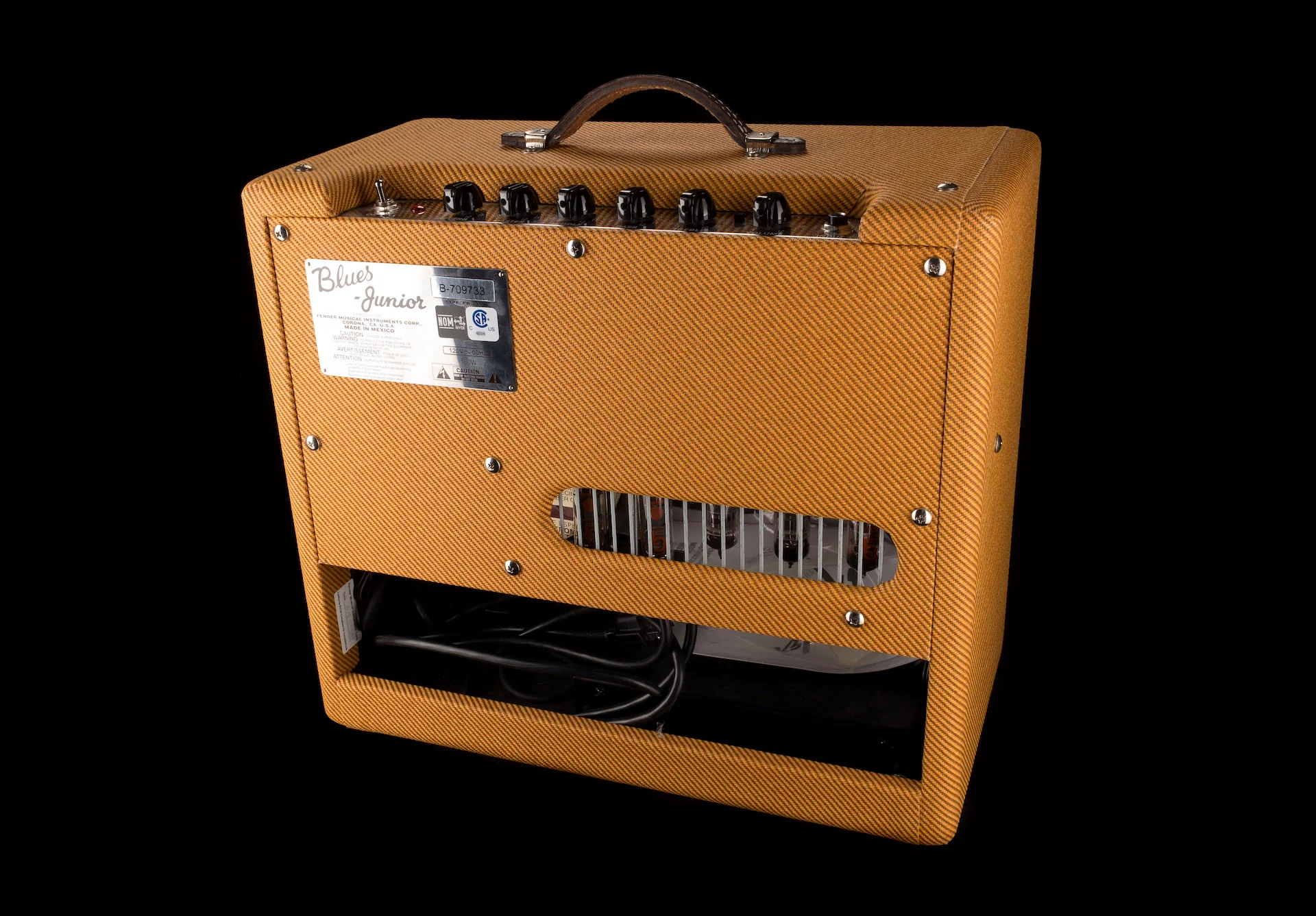 Pre Owned Fender Blues Junior Lacquered Tweed Guitar Amp Combo With Cover - Image 9