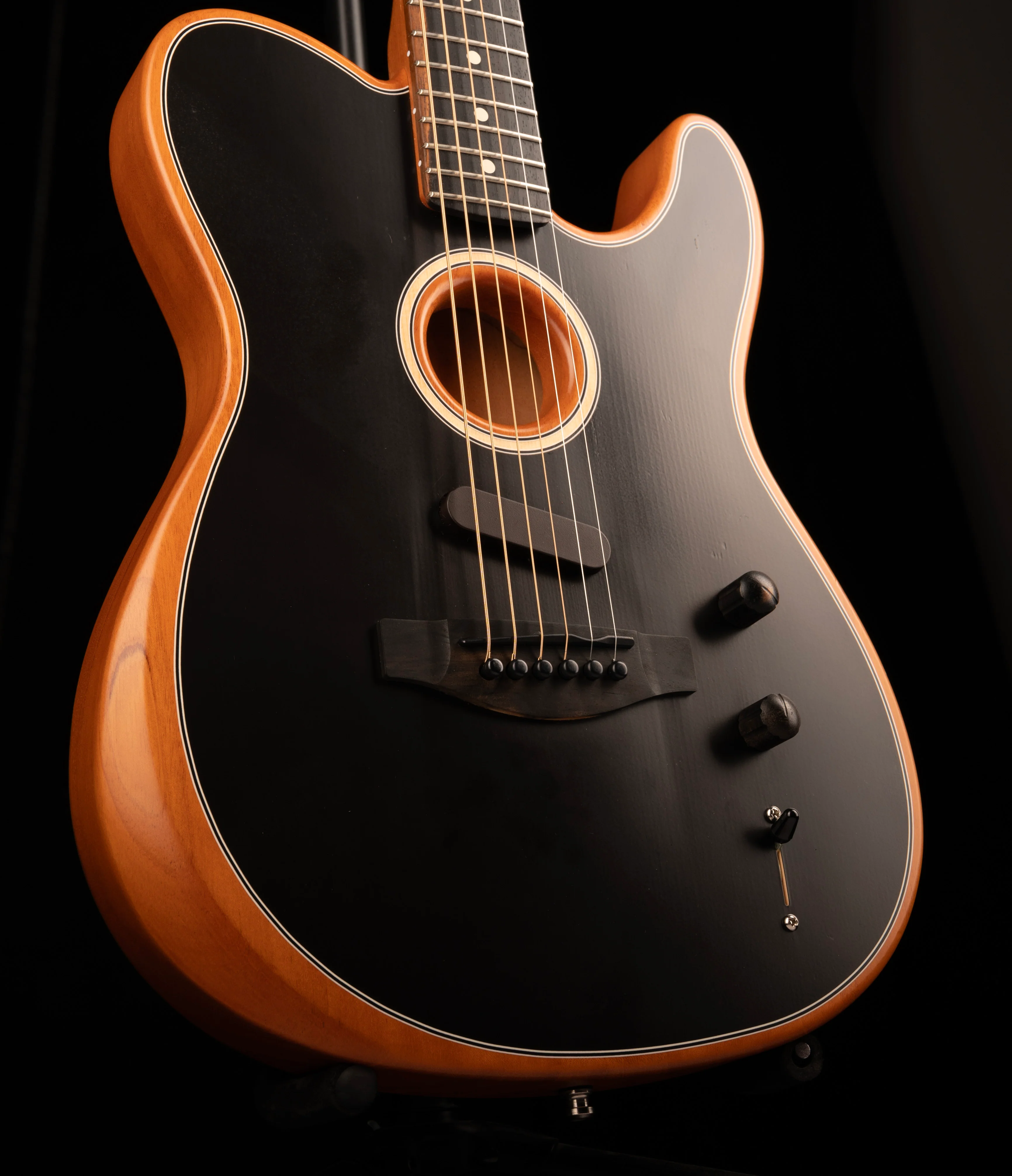Pre Owned 2019 Fender American Acoustasonic Telecaster Guitar Black With Soft Case - Image 3
