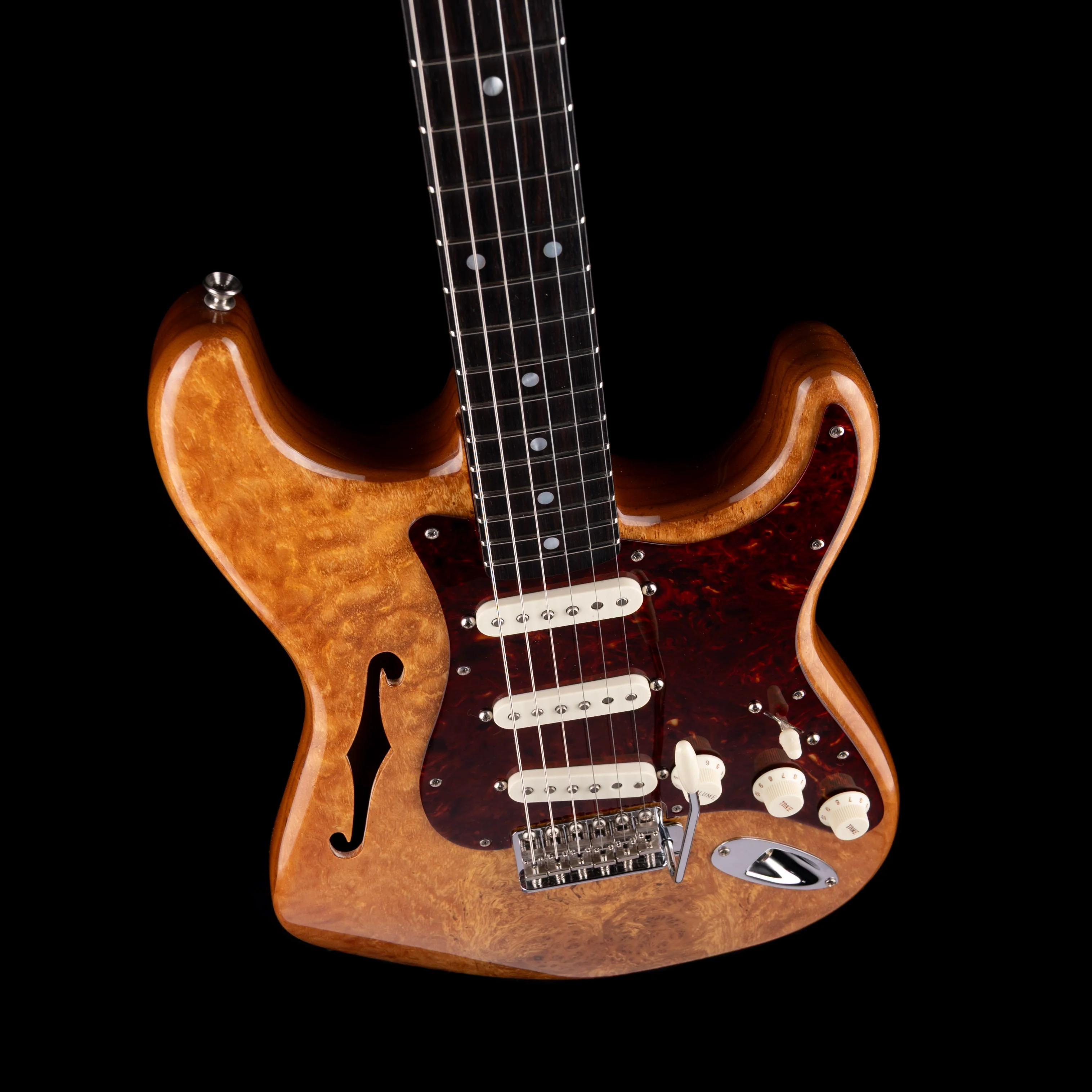 Pre Owned 2020 Fender Custom shop Artisan Spalted Maple Thinline Stratocaster NOS Natural With OHSC - Image 3