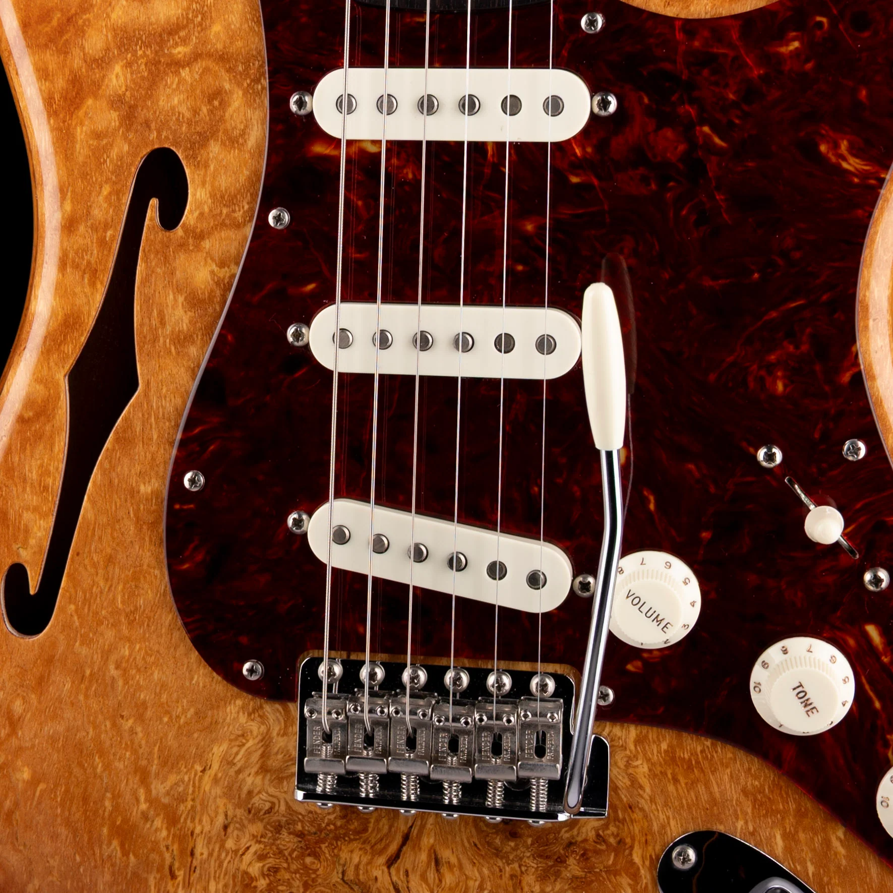 Pre Owned 2020 Fender Custom shop Artisan Spalted Maple Thinline Stratocaster NOS Natural With OHSC - Image 4