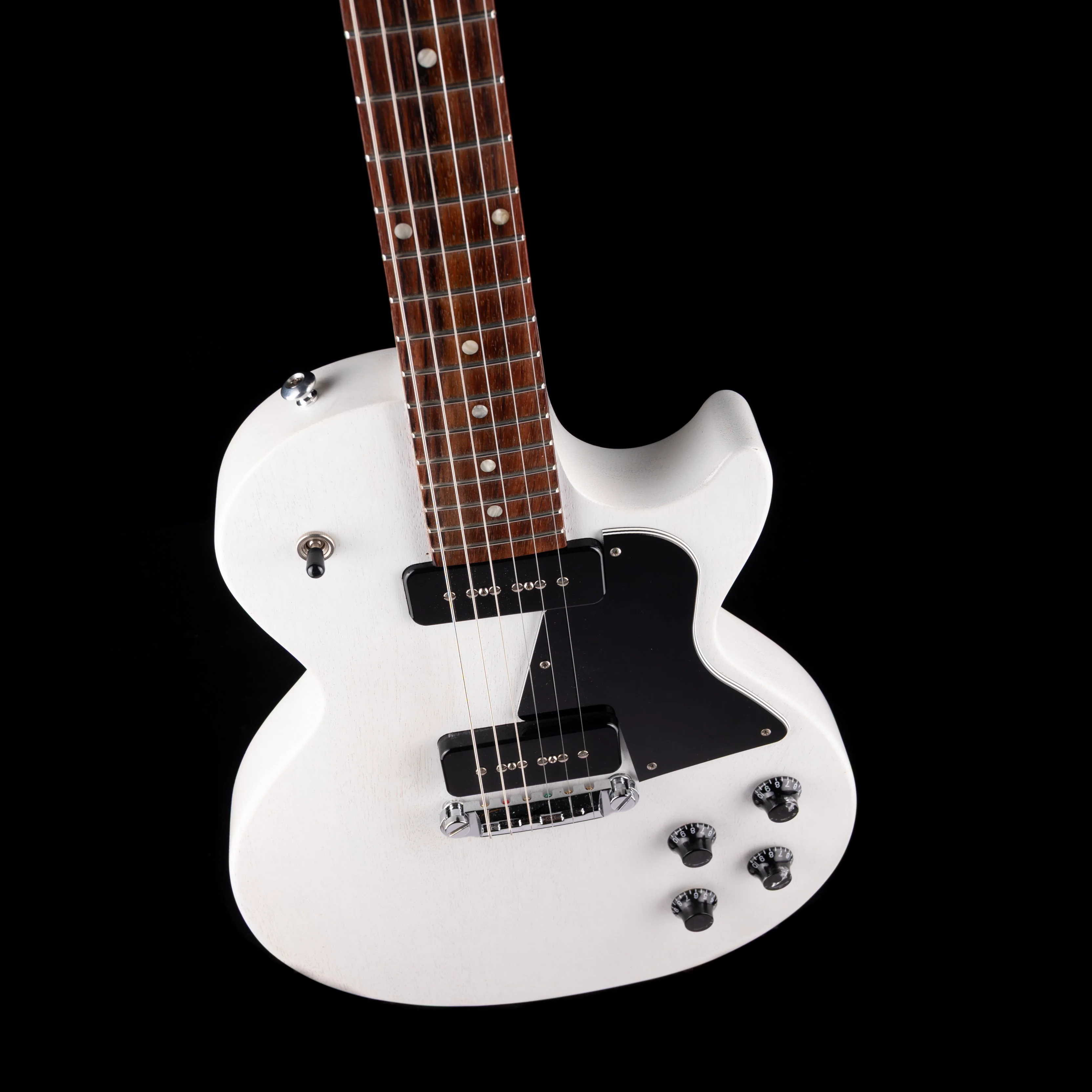 Pre Owned 2020 Gibson Les Paul Special Tribute P-90 Worn White Satin Electric Guitar With Gig Bag - Image 3