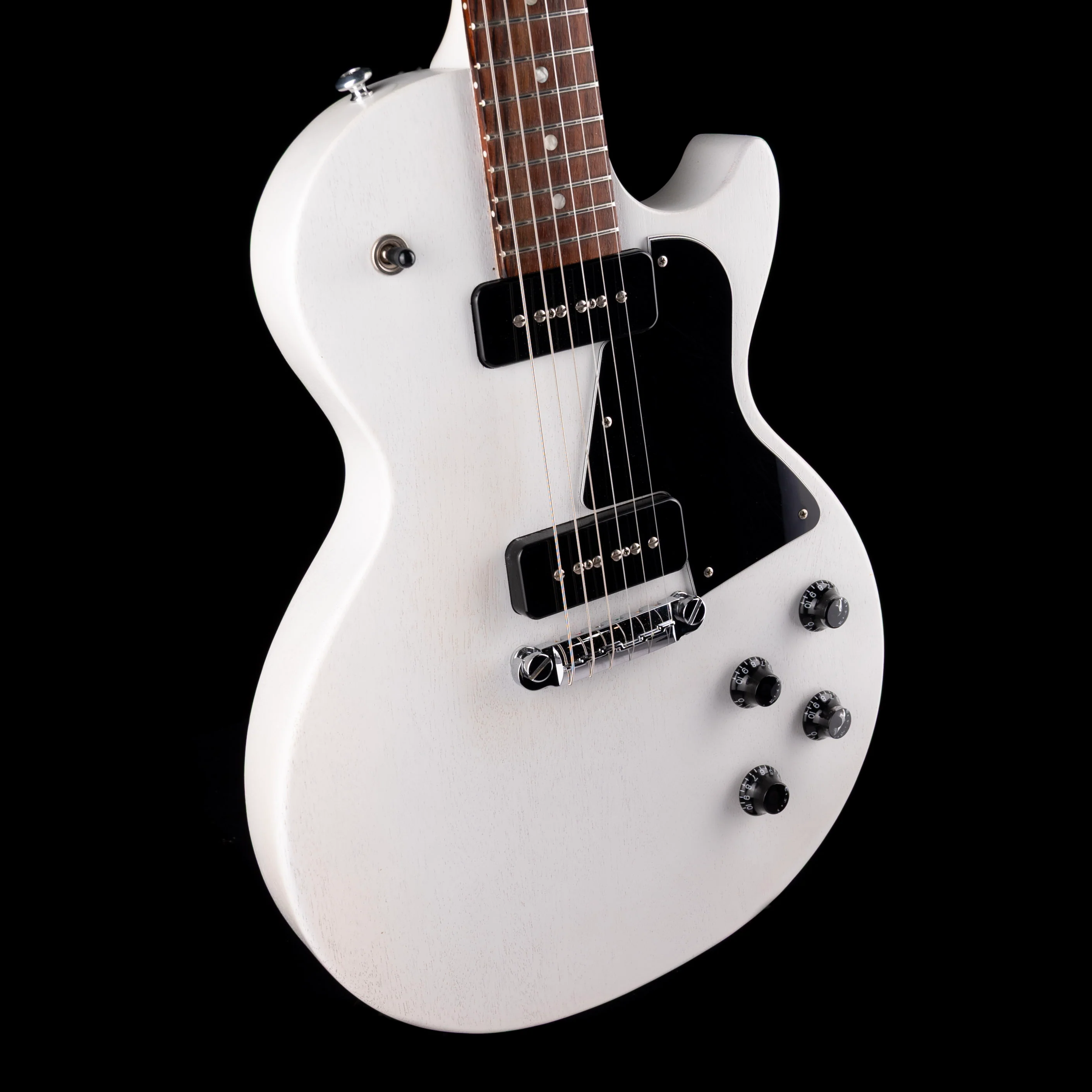 Pre Owned 2020 Gibson Les Paul Special Tribute P-90 Worn White Satin Electric Guitar With Gig Bag - Image 6