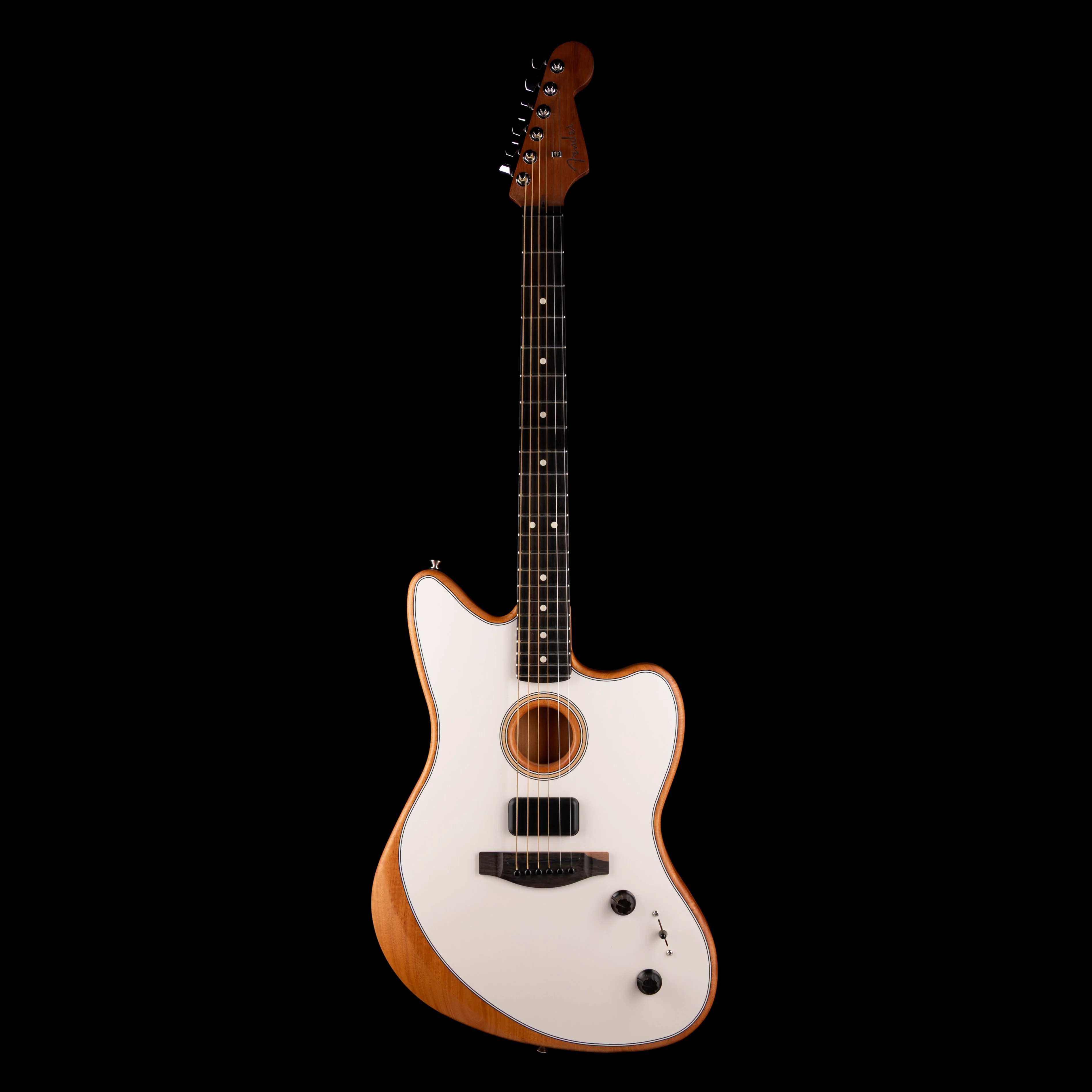 Pre Owned 2021 Fender Acoustasonic Jazzmaster Arctic White With OSSC - Image 3