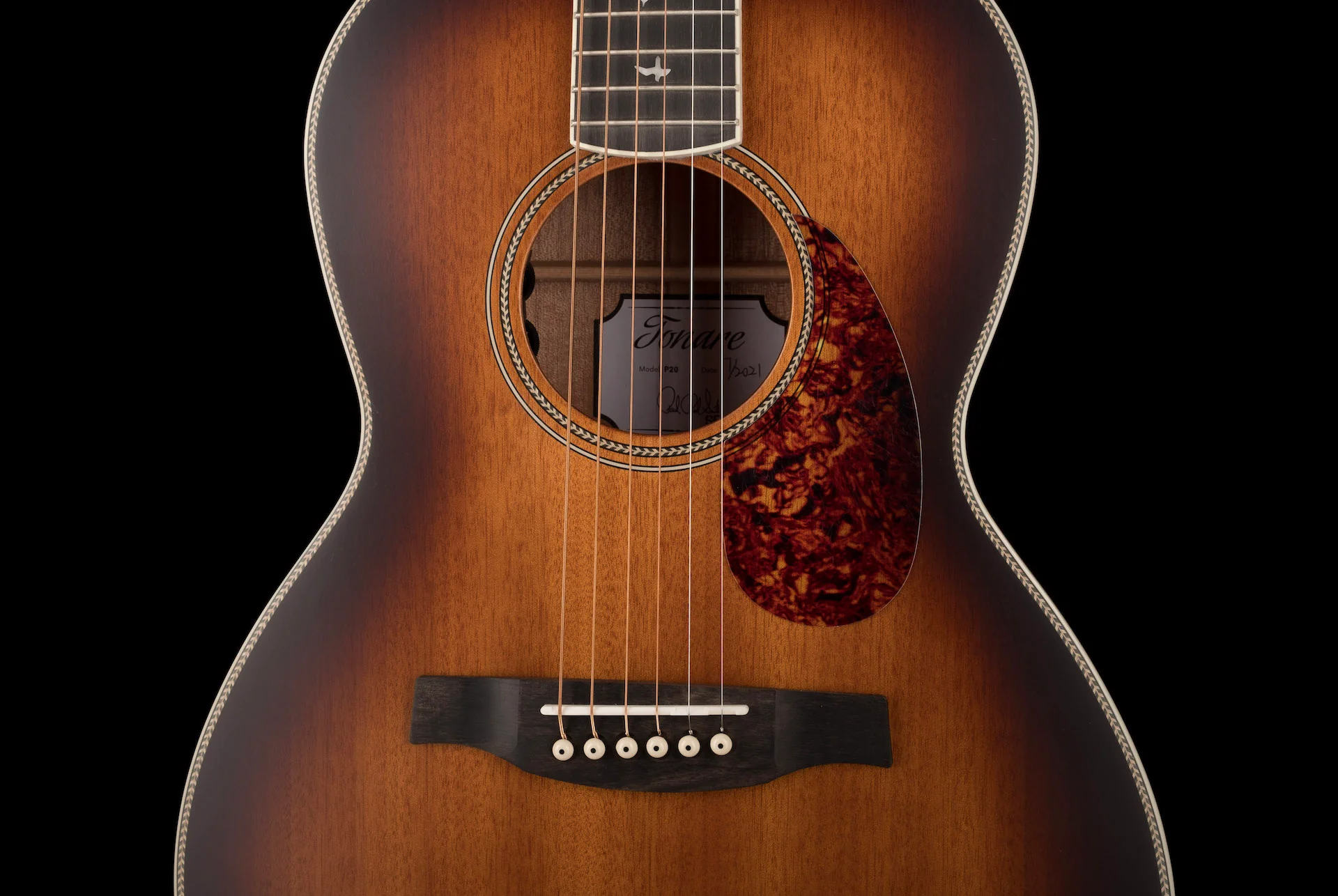 Pre Owned 2021 PRS P-20e SE Tonare Parlor Sunburst Acoustic Guitar With Bag - Image 6
