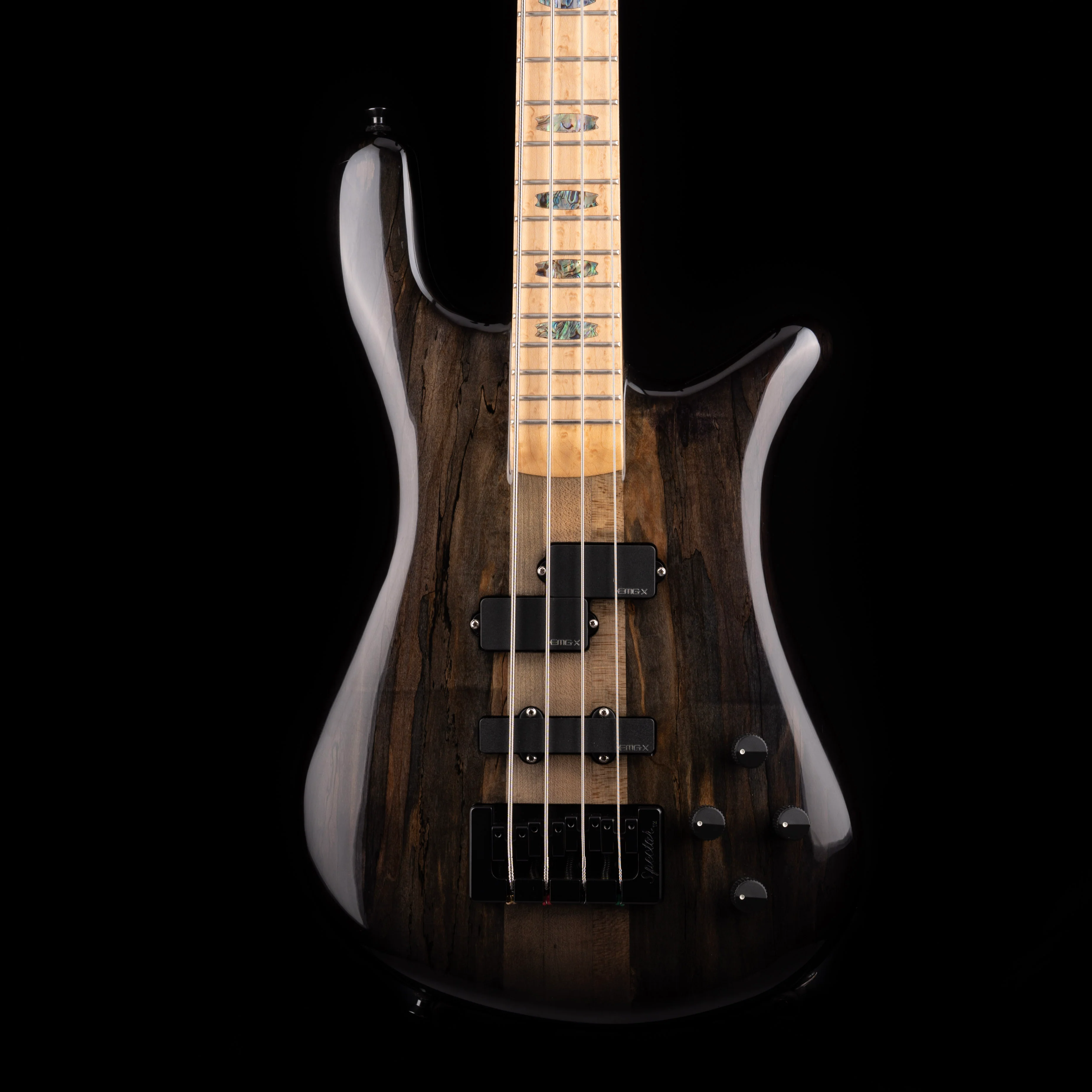 Pre Owned 2021 Spector USA NS-2 Spalted Maple Top Super Faded Black With OHSC