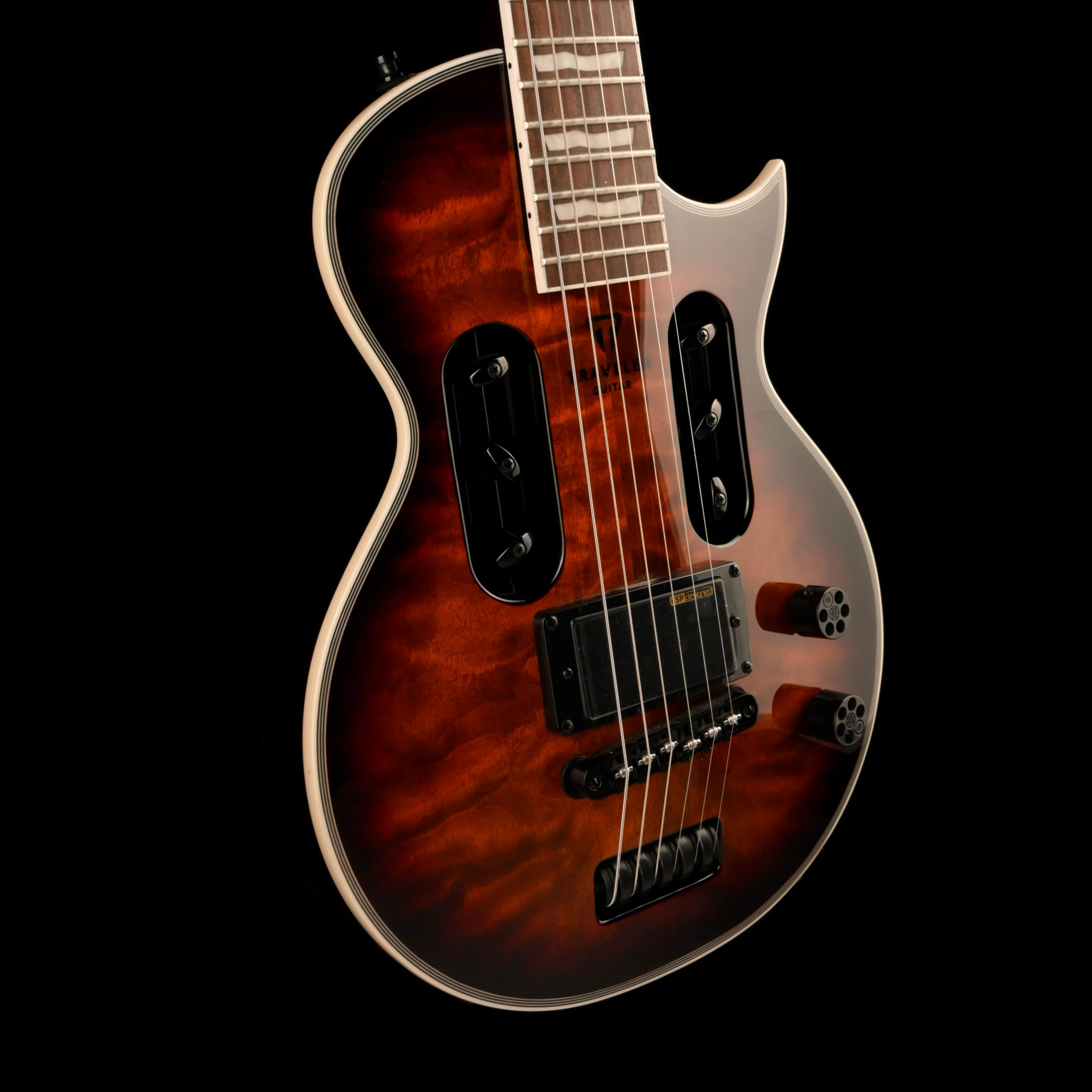 Pre Owned 2021 Travelers Guitar EC-1 Quilt Dark Map Burst With Gig Bag - Image 7