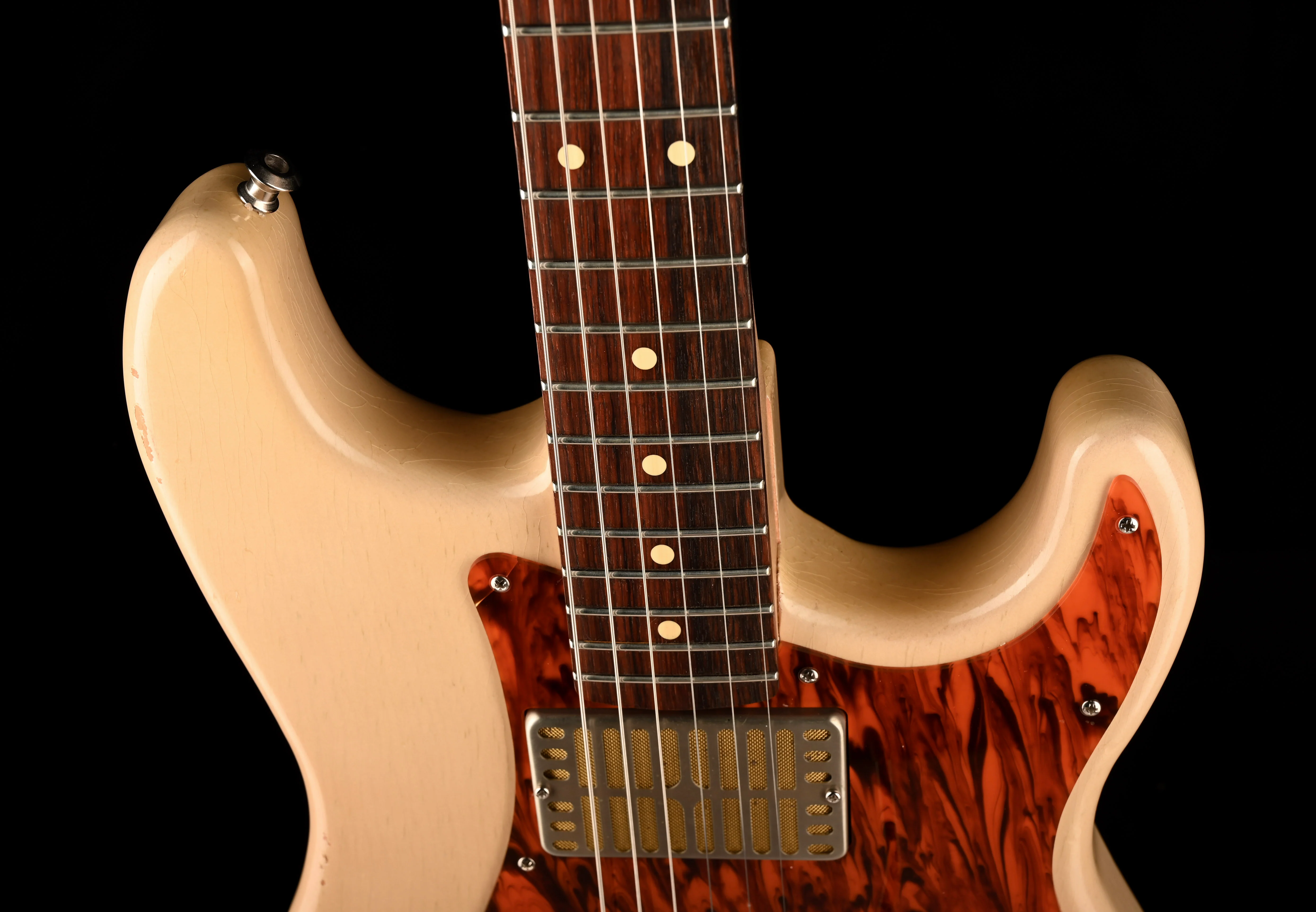 Pre Owned 2021 Waterslide Guitars S-Style Dual Foil Trans Blonde With Case - Image 3