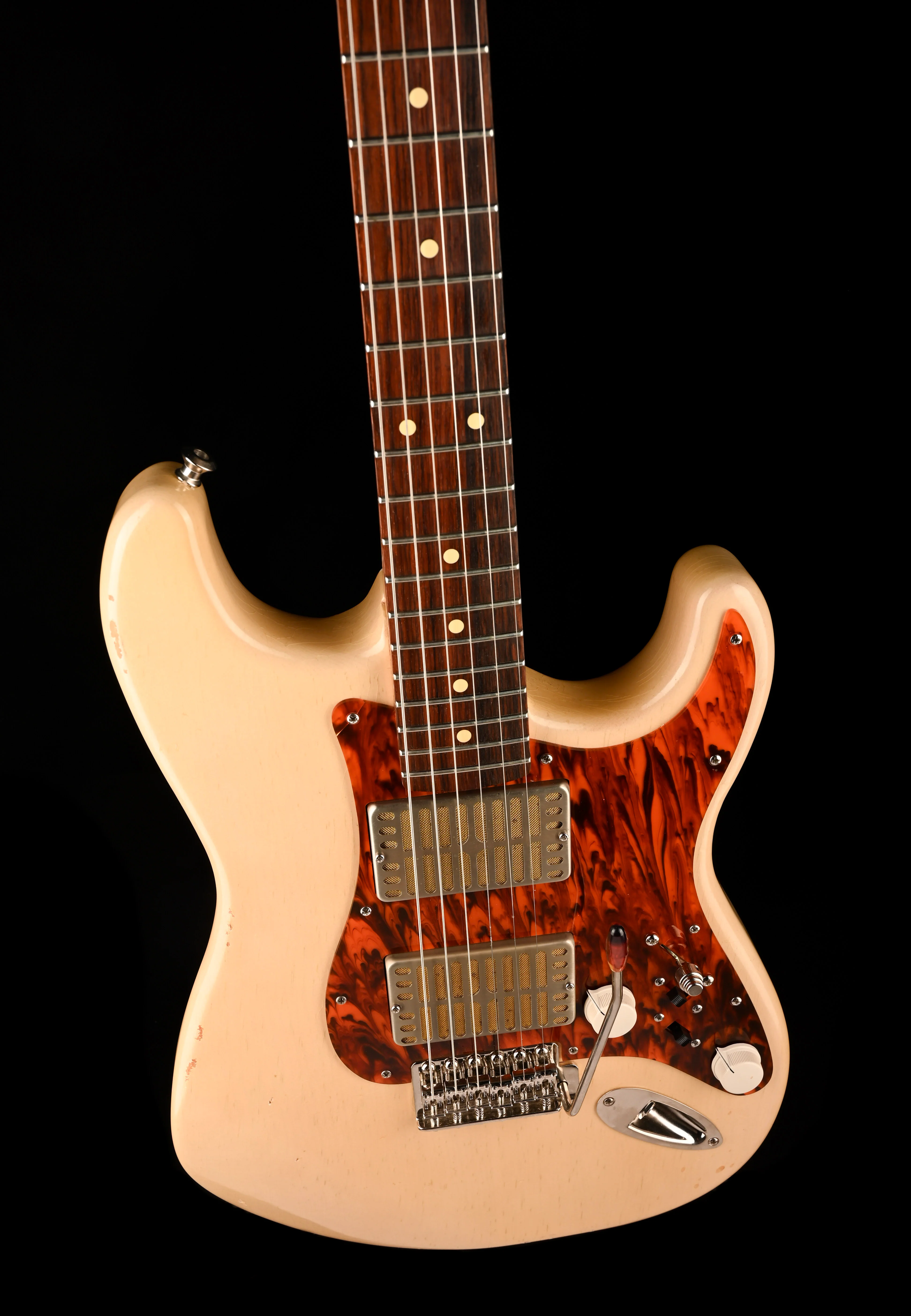 Pre Owned 2021 Waterslide Guitars S-Style Dual Foil Trans Blonde With Case - Image 4