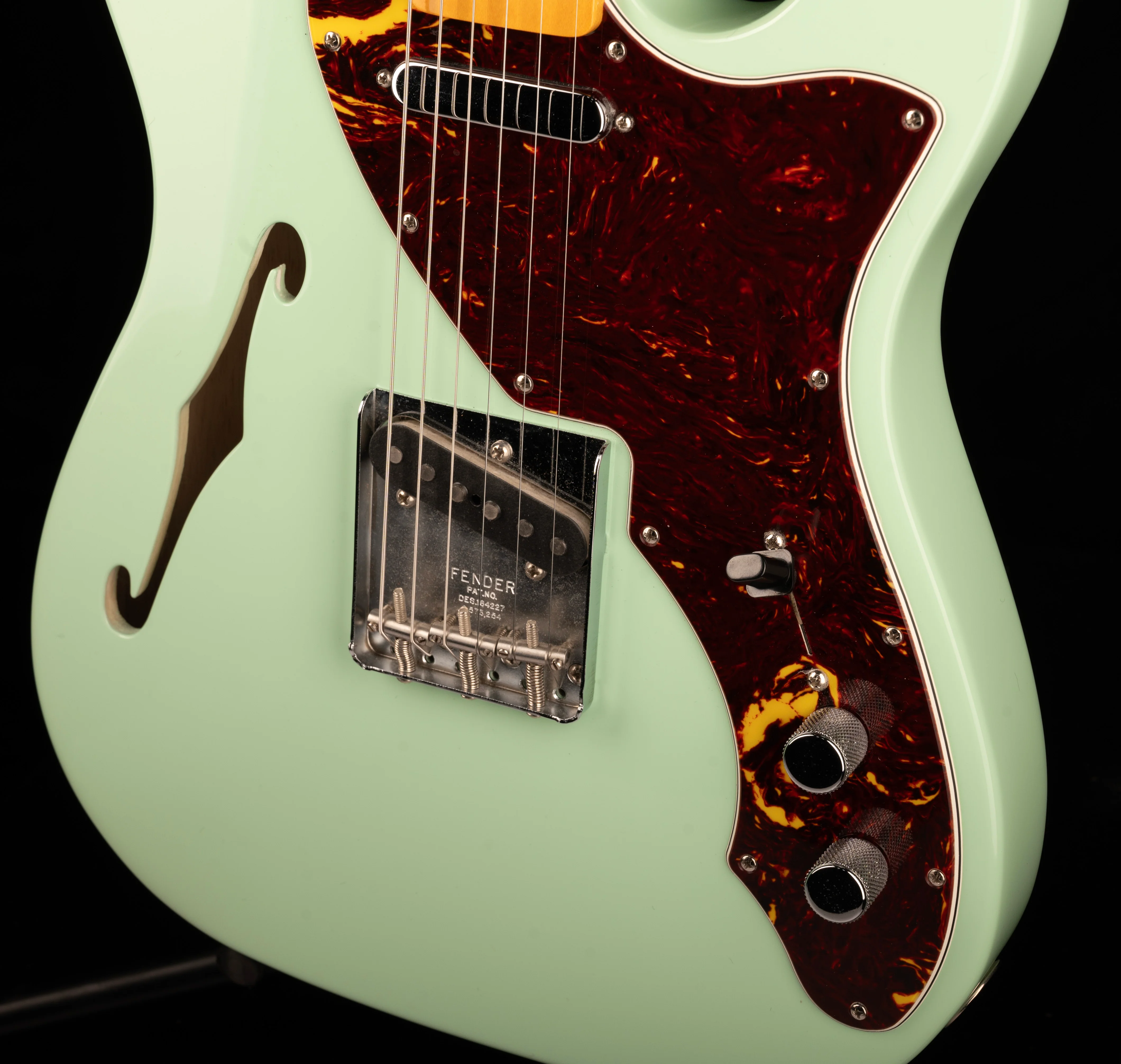 Pre Owned 2022 Fender American Original 60’s Telecaster Thinline Seafoam Green With OHSC - Image 3