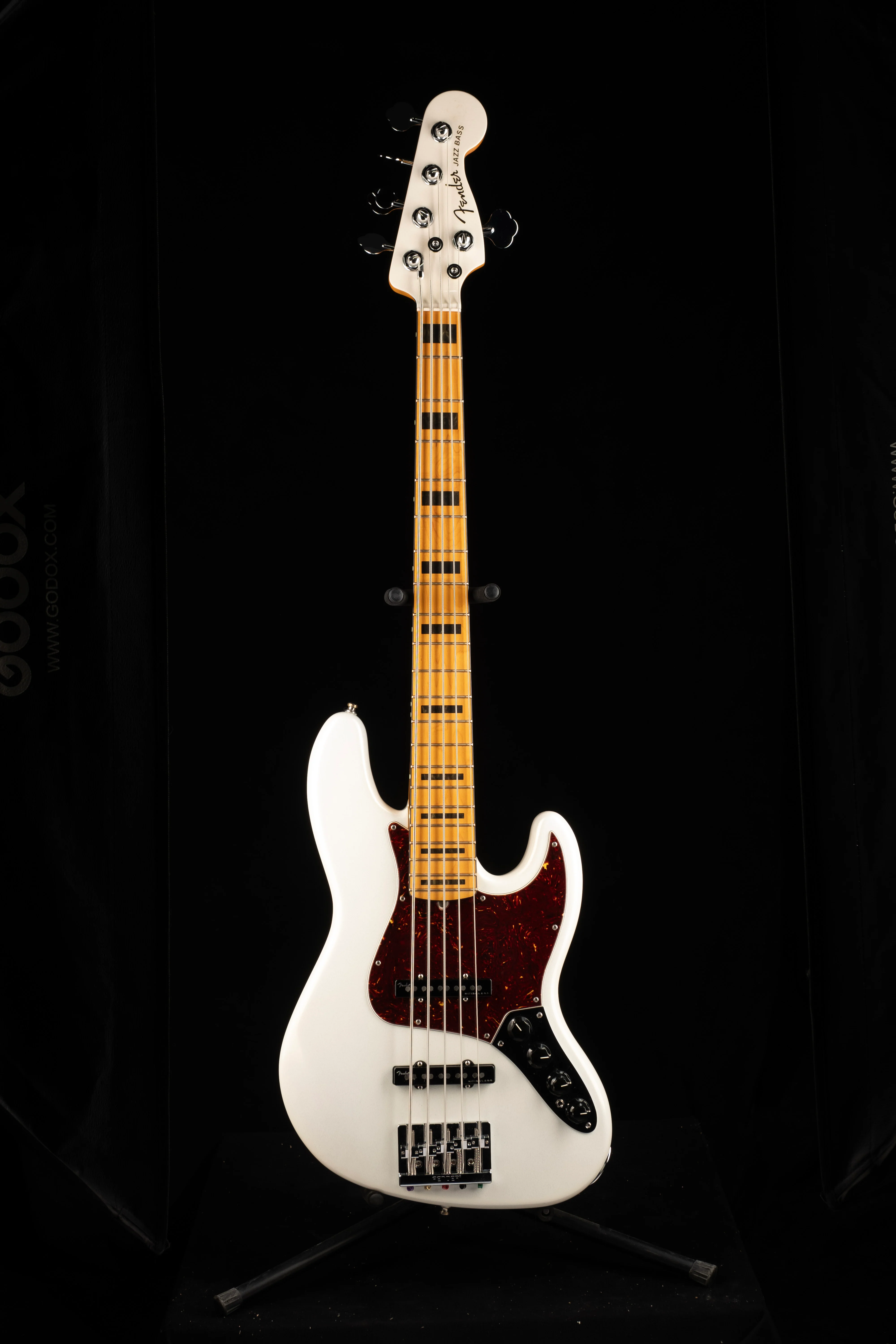 Pre Owned 2022 Fender American Ultra Jazz Bass V Arctic Pearl With OHSC - Image 2