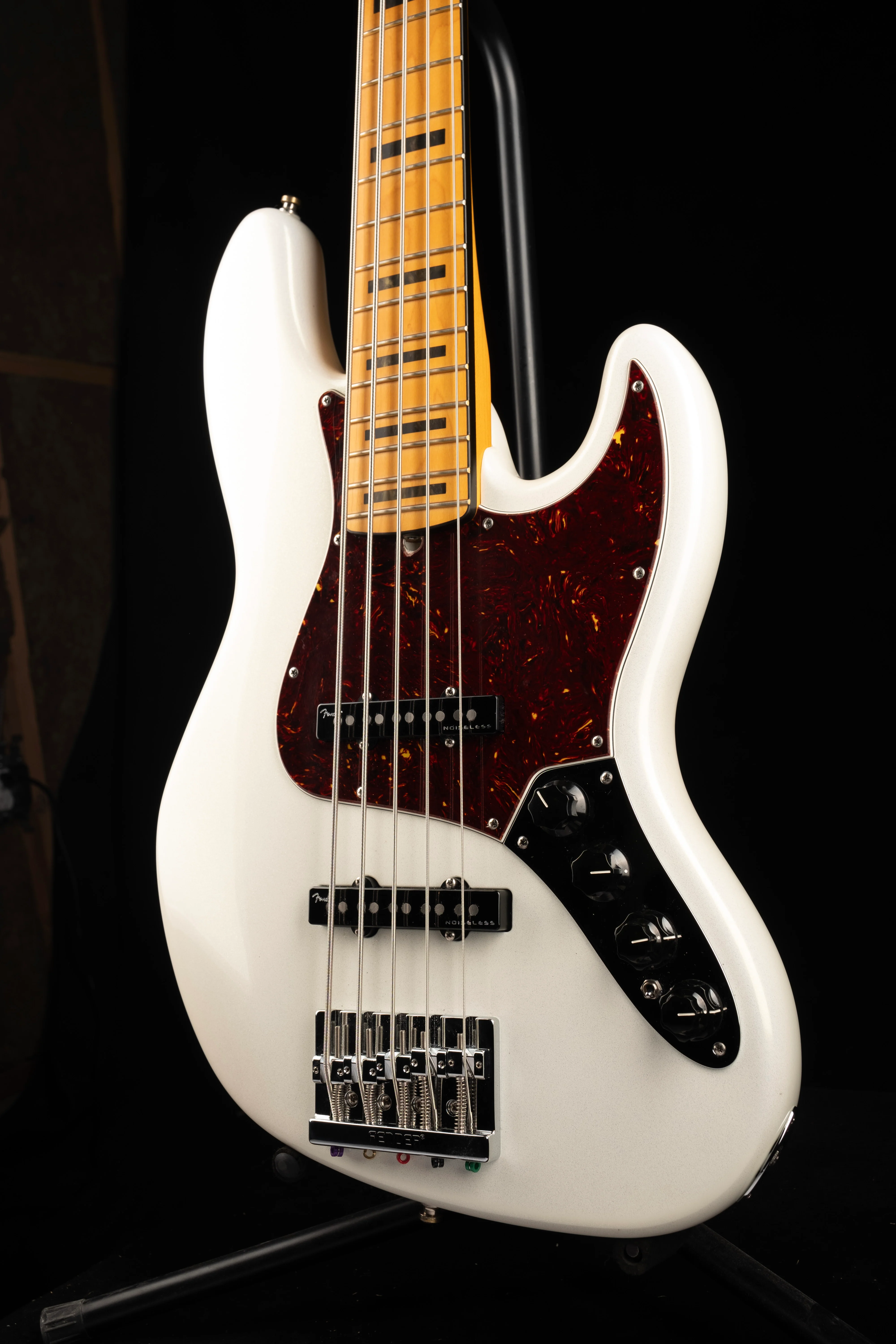 Pre Owned 2022 Fender American Ultra Jazz Bass V Arctic Pearl With OHSC - Image 3