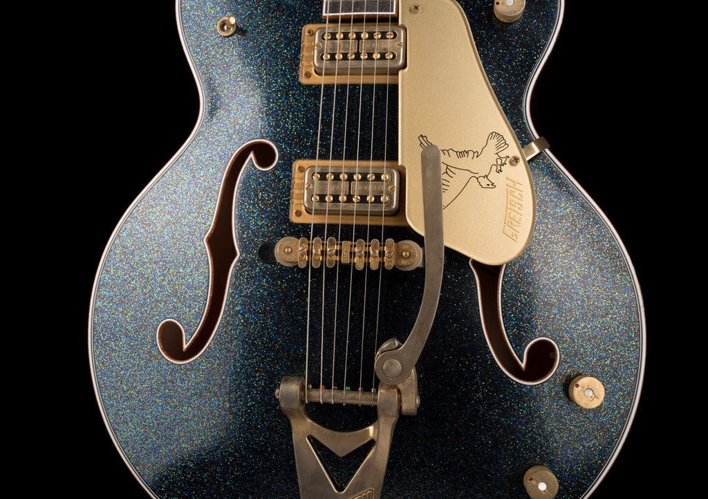 Pre-Owned 2022 Gretsch Custom Shop Masterbuilt Stephen Stern G6136CS Relic Black Holoflake Falcon with OHSC - Image 6