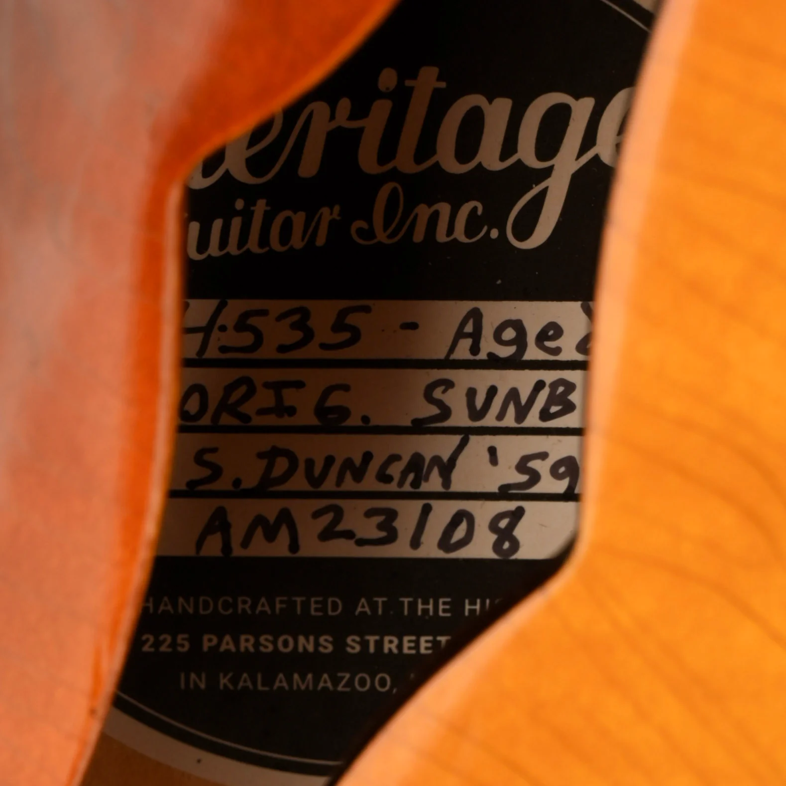 Pre-Owned 2022 Heritage H-535 Aged Sunburst Electric Guitar With OHSC - Image 7
