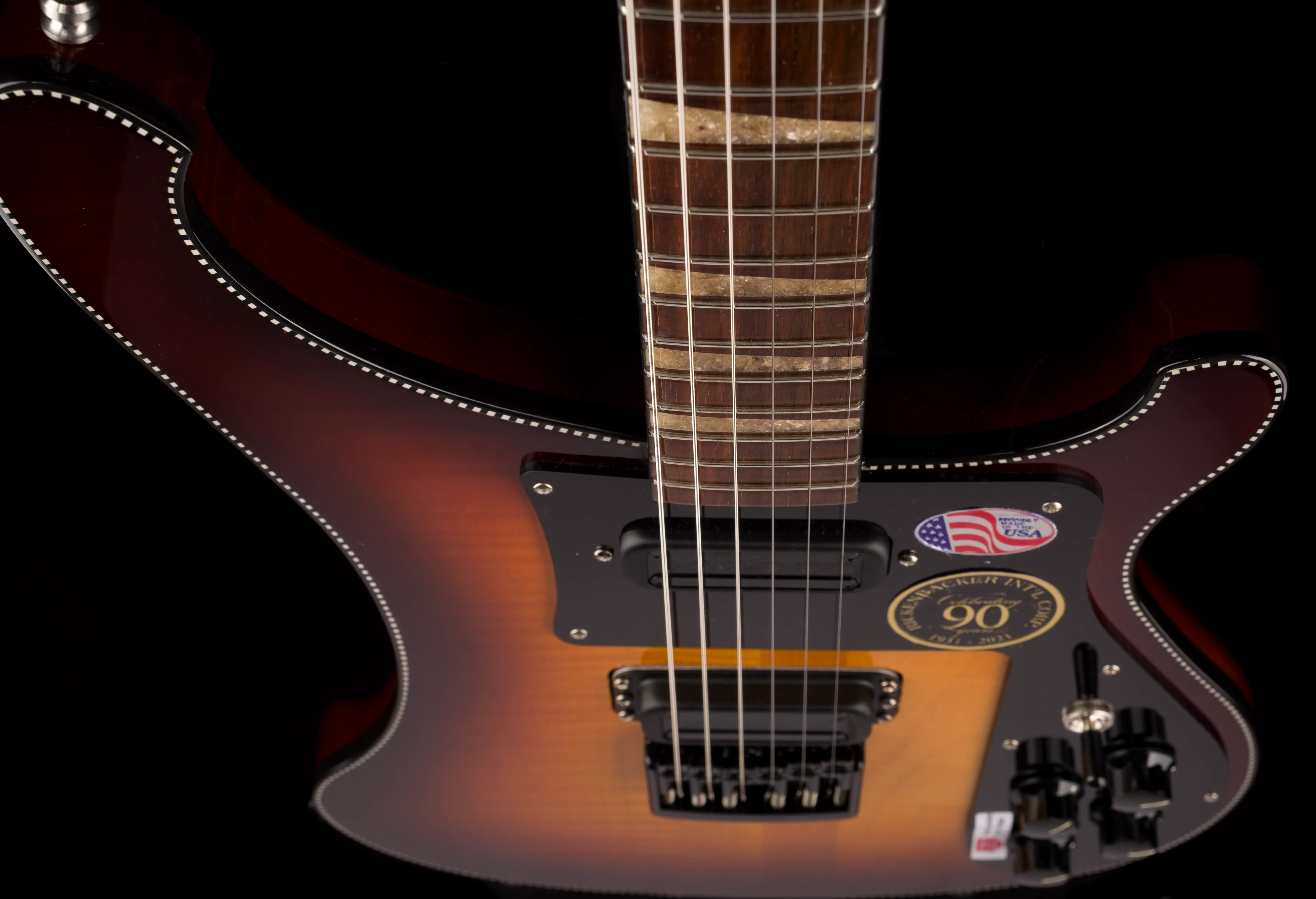 Pre Owned 2022 Rickenbacker Limited Edition 90th Anniversary 480XC TBG TobaccoGlo Guitar With OHSC - Serial # 22 17794 - Image 11