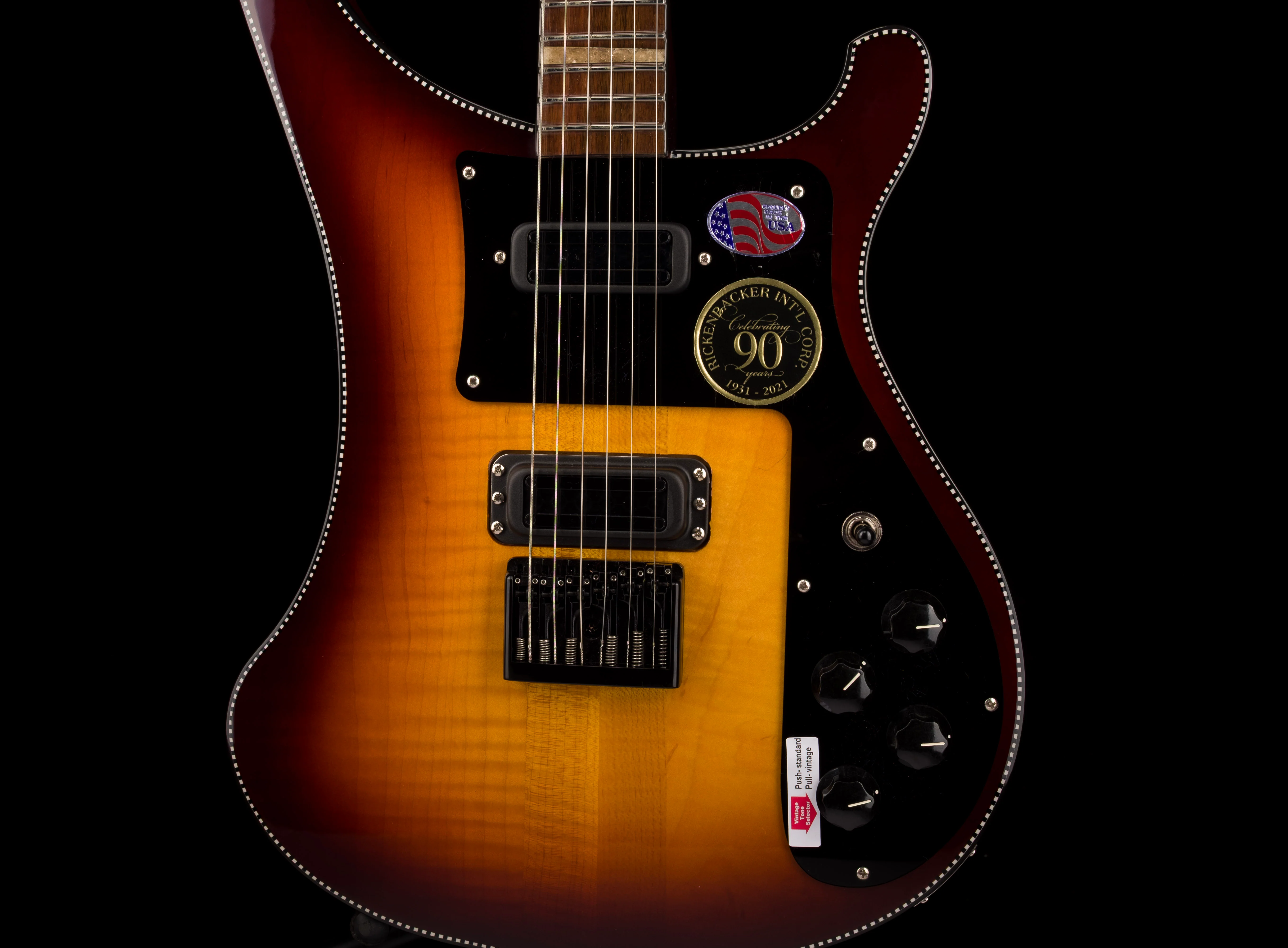 Pre Owned 2022 Rickenbacker Limited Edition 90th Anniversary 480XC TBG TobaccoGlo Guitar With OHSC - Serial # 22 17794 - Image 6