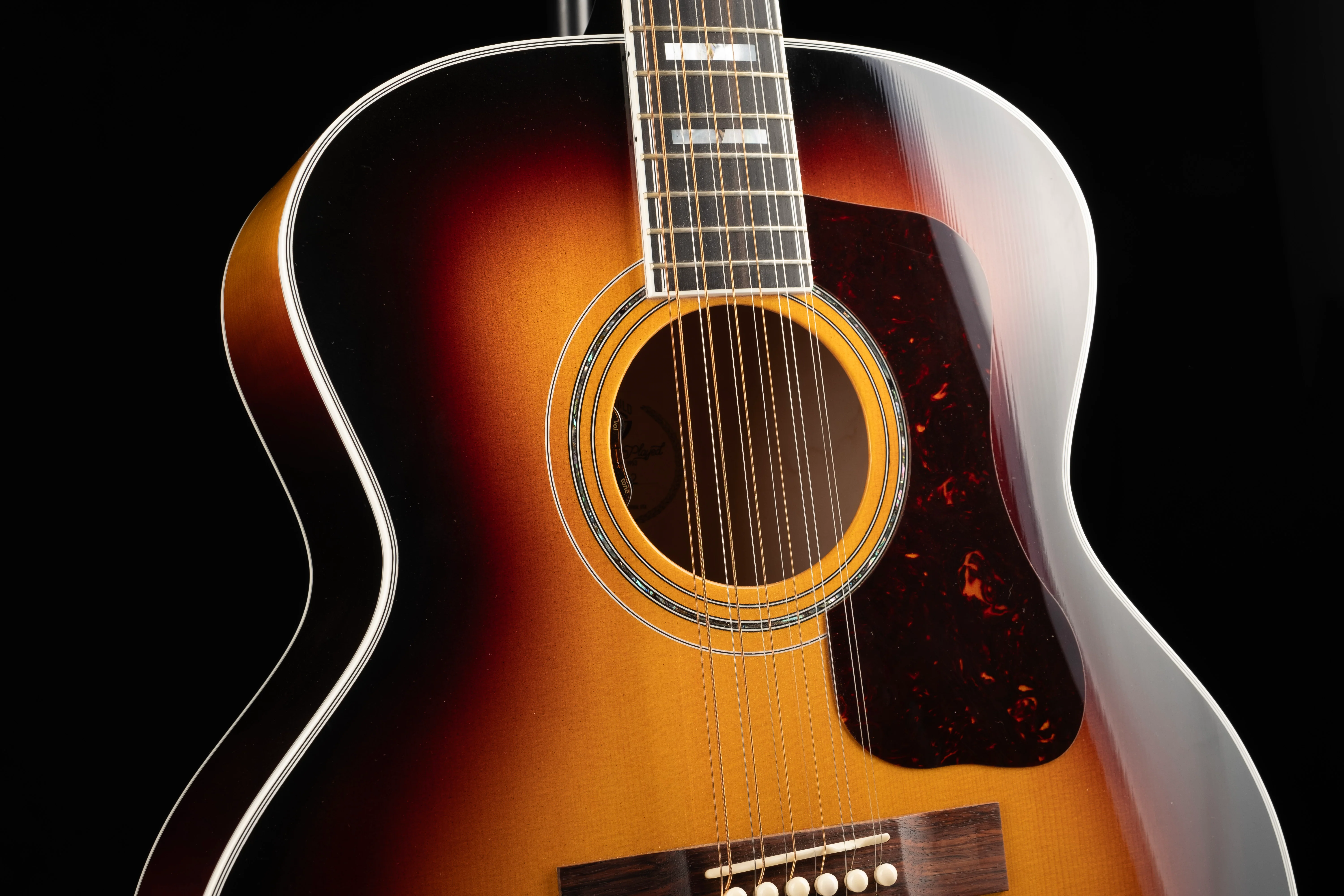 Pre Owned Guild F-512 Maple 12-String Acoustic Electric Guitar Antique Burst With OHSC - Image 4