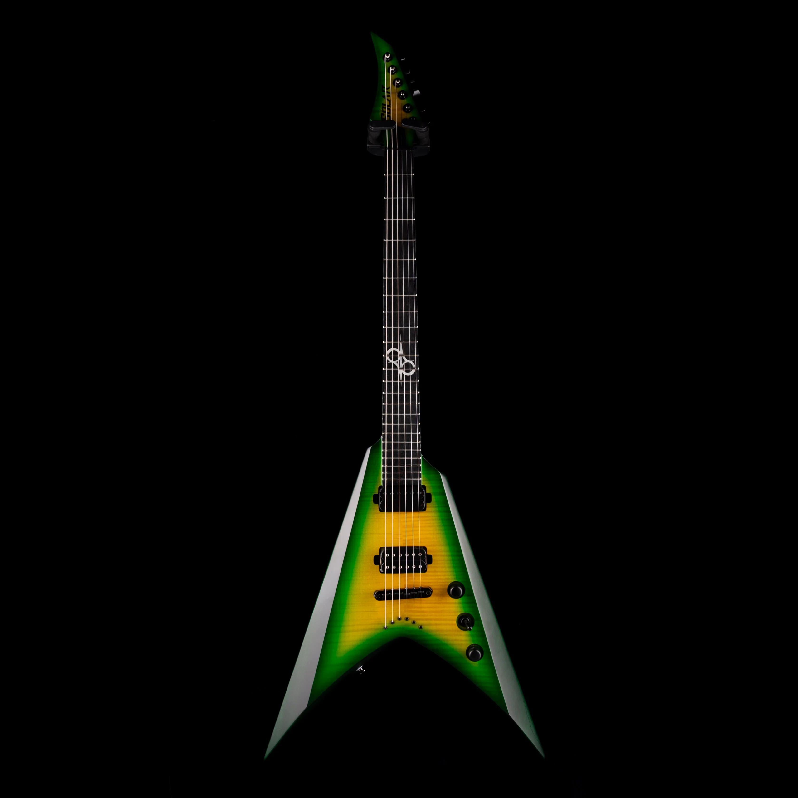 Pre Owned 2023 Solar Guitars V2.6LB Flame Lime Burst Matte Electric Guitar With OHSC - Image 2