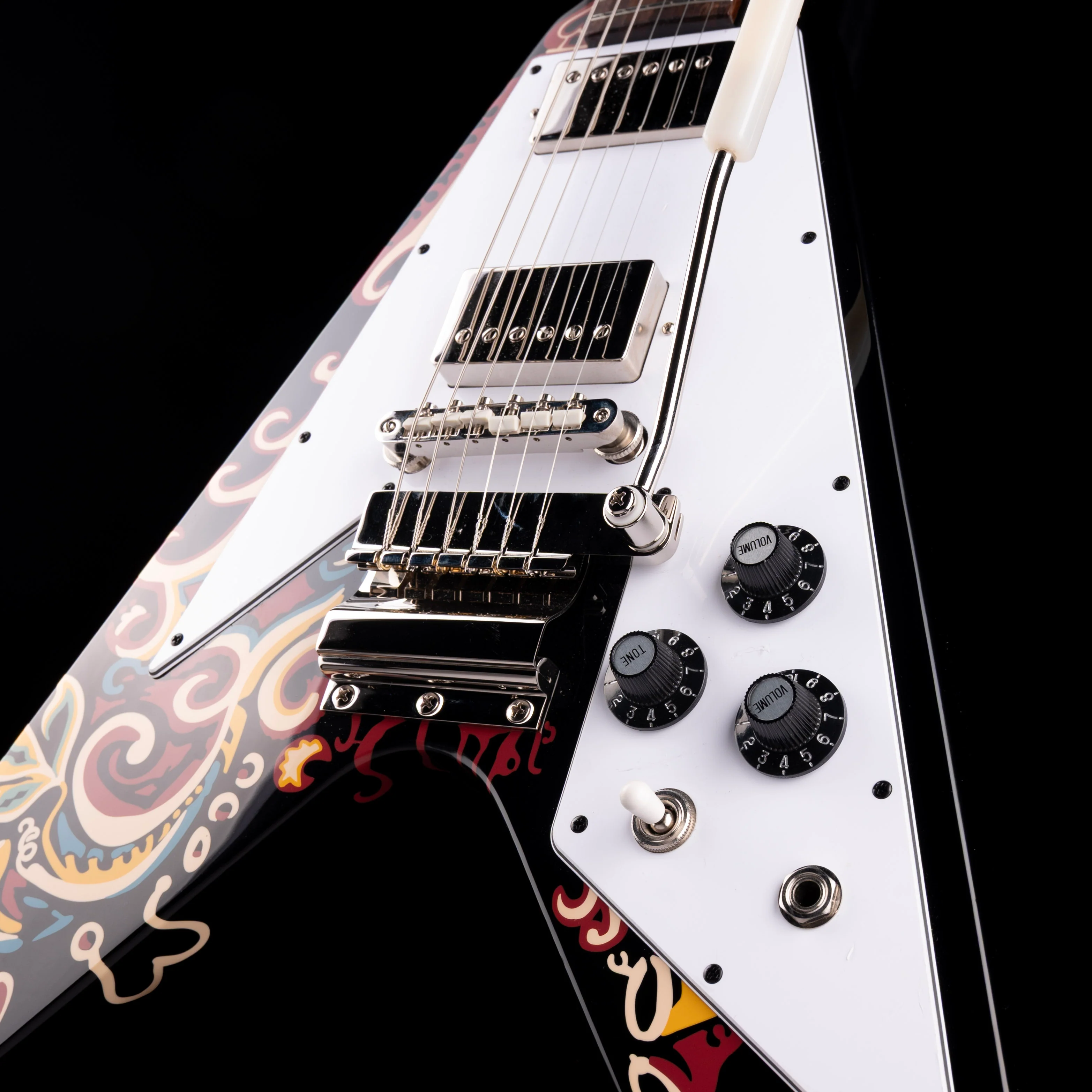 Pre-Owned 2024 Epiphone Jimi Hendrix "Love Drops" Signature Flying V Black With OHSC - Image 5