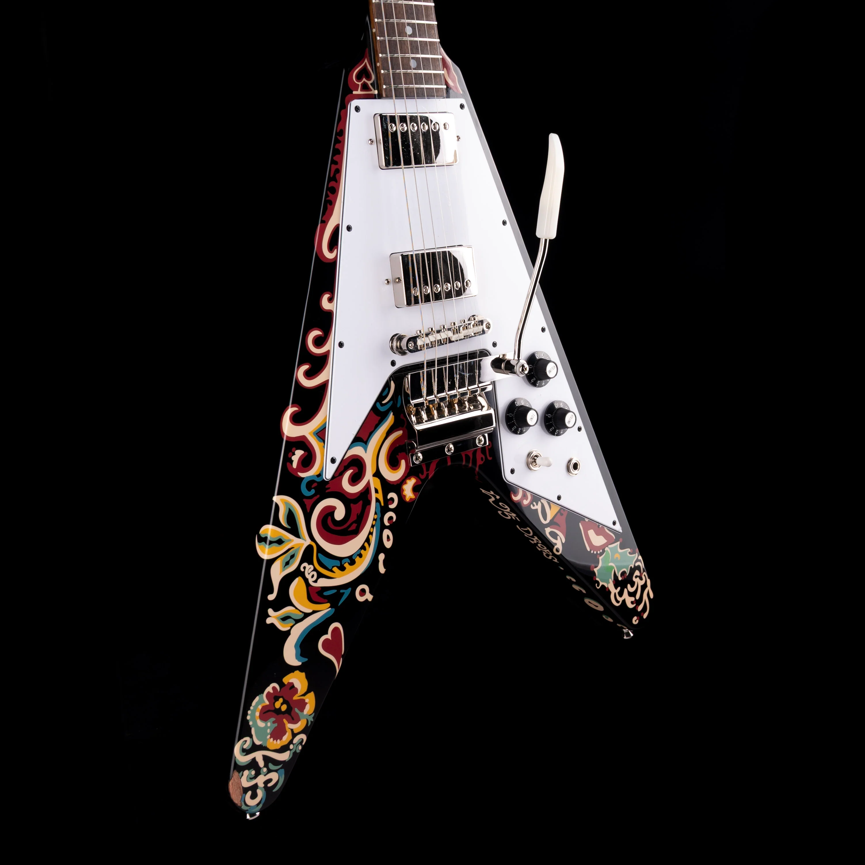 Pre-Owned 2024 Epiphone Jimi Hendrix "Love Drops" Signature Flying V Black With OHSC - Image 6