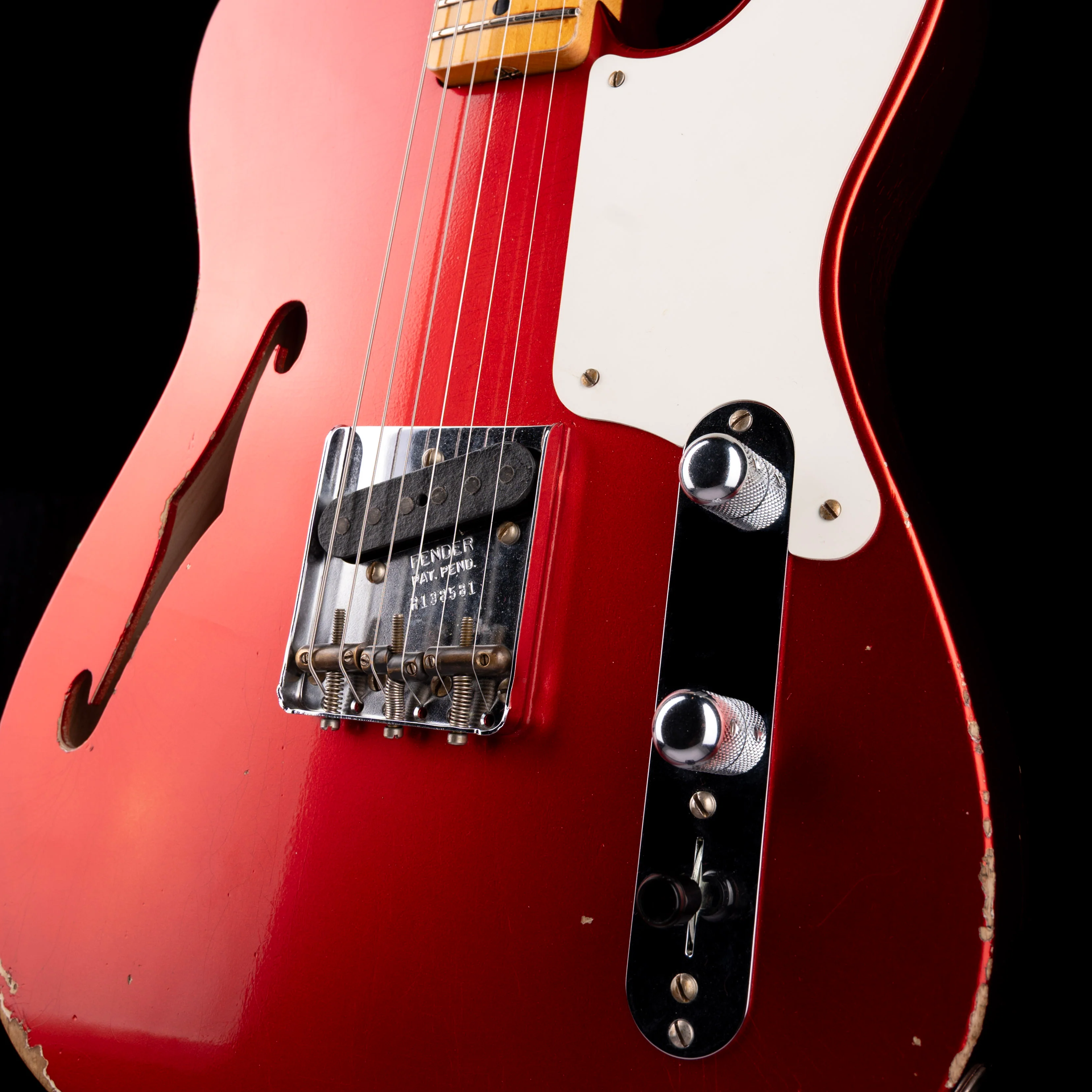 Pre Owned 2024 Fender Custom Shop Limited Edition Red Hot Esquire Thinline Relic Super-faded Candy Apple Red With OHSC - Image 5